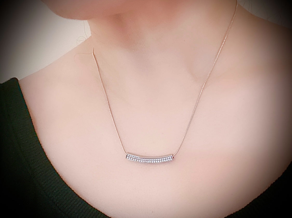 PT222W B.Tiff Pavé Crescent Pendant Necklace