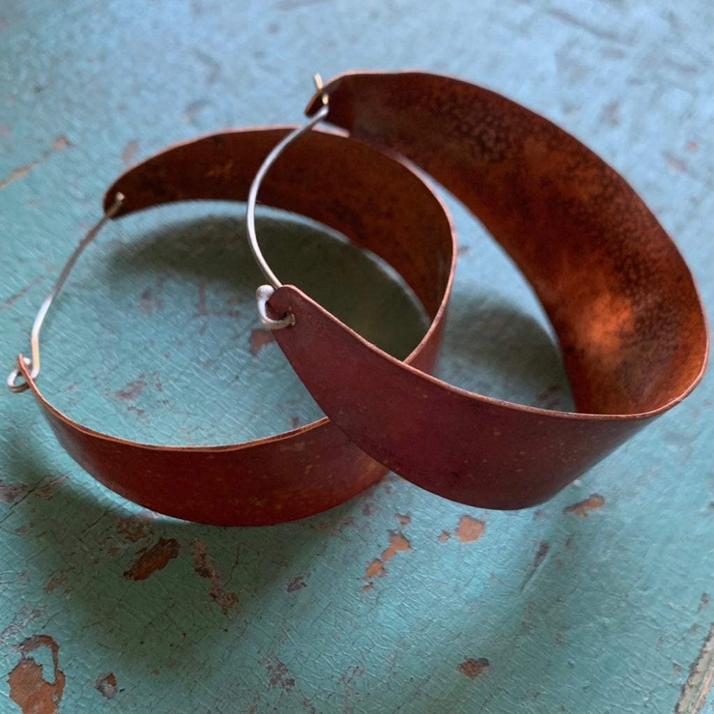 Wide Copper Hoops