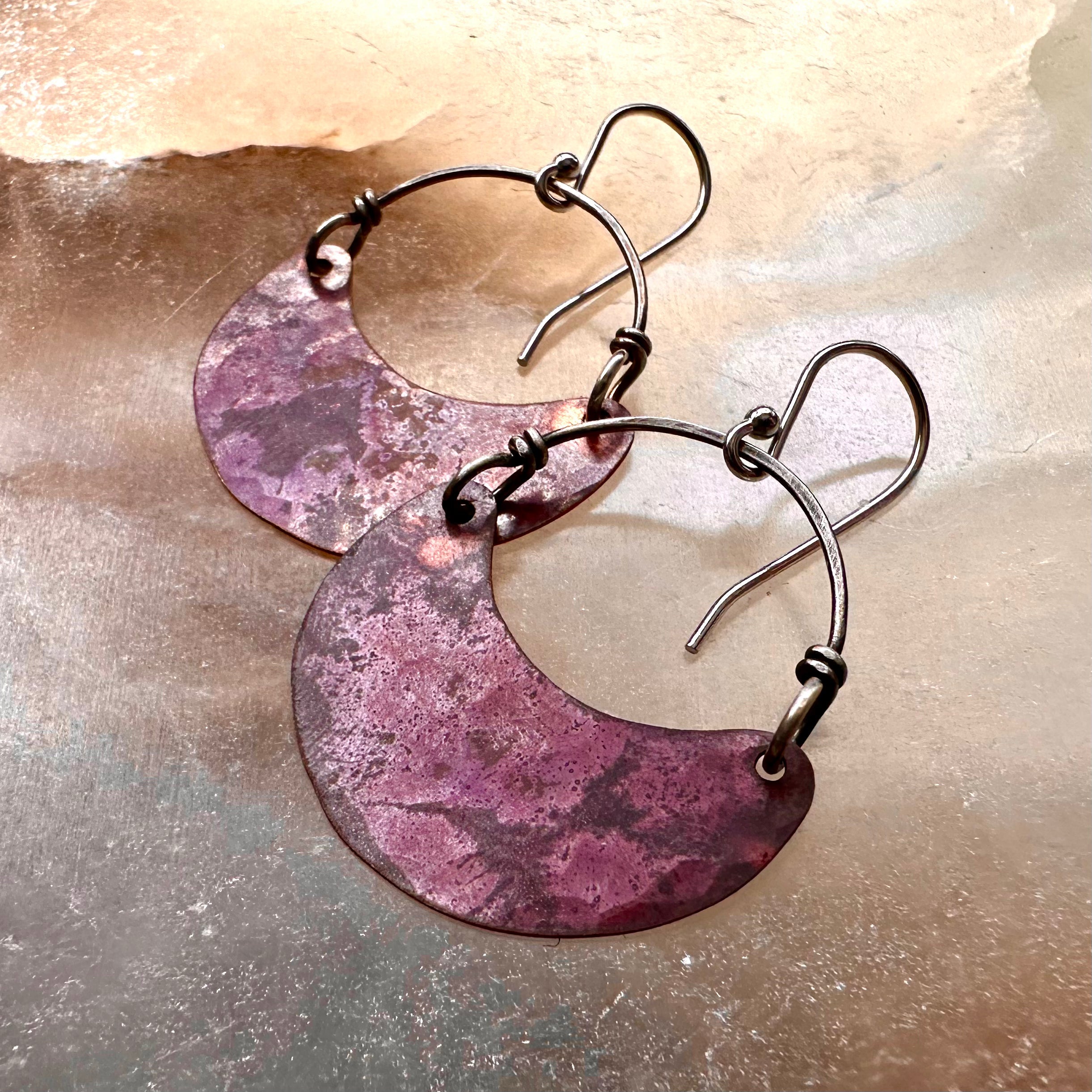 Copper Crescent Earrings