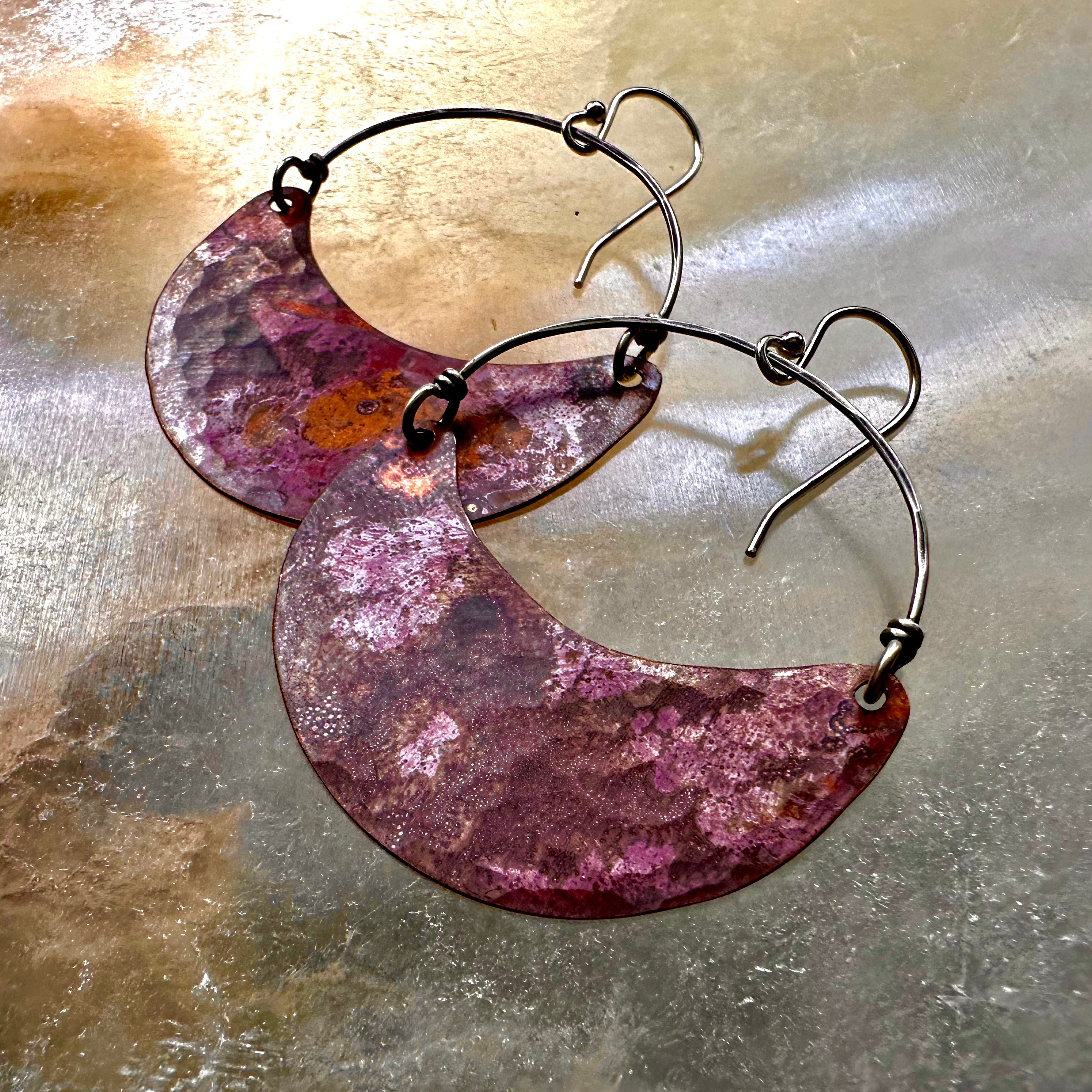Copper Crescent Earrings