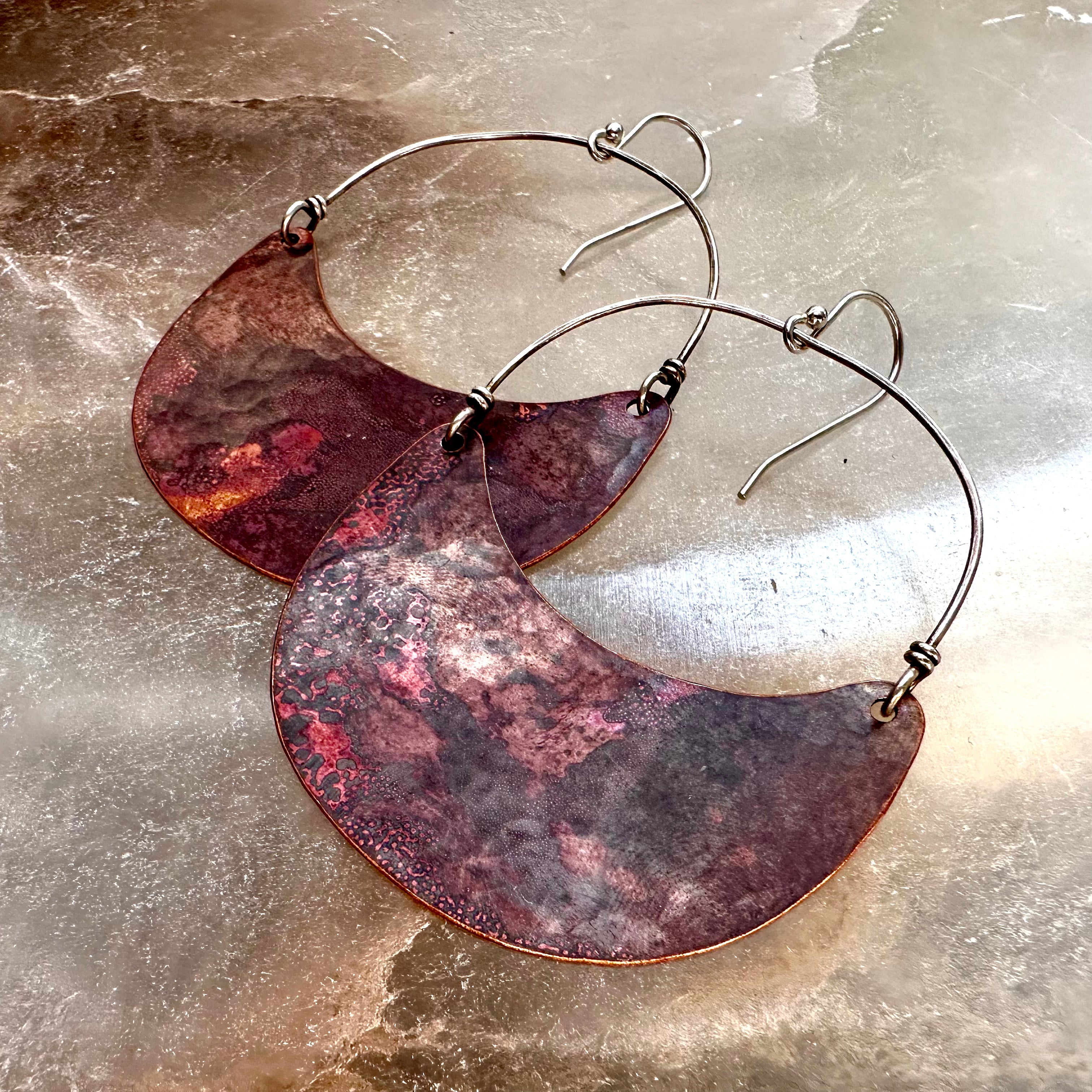 Copper Crescent Earrings