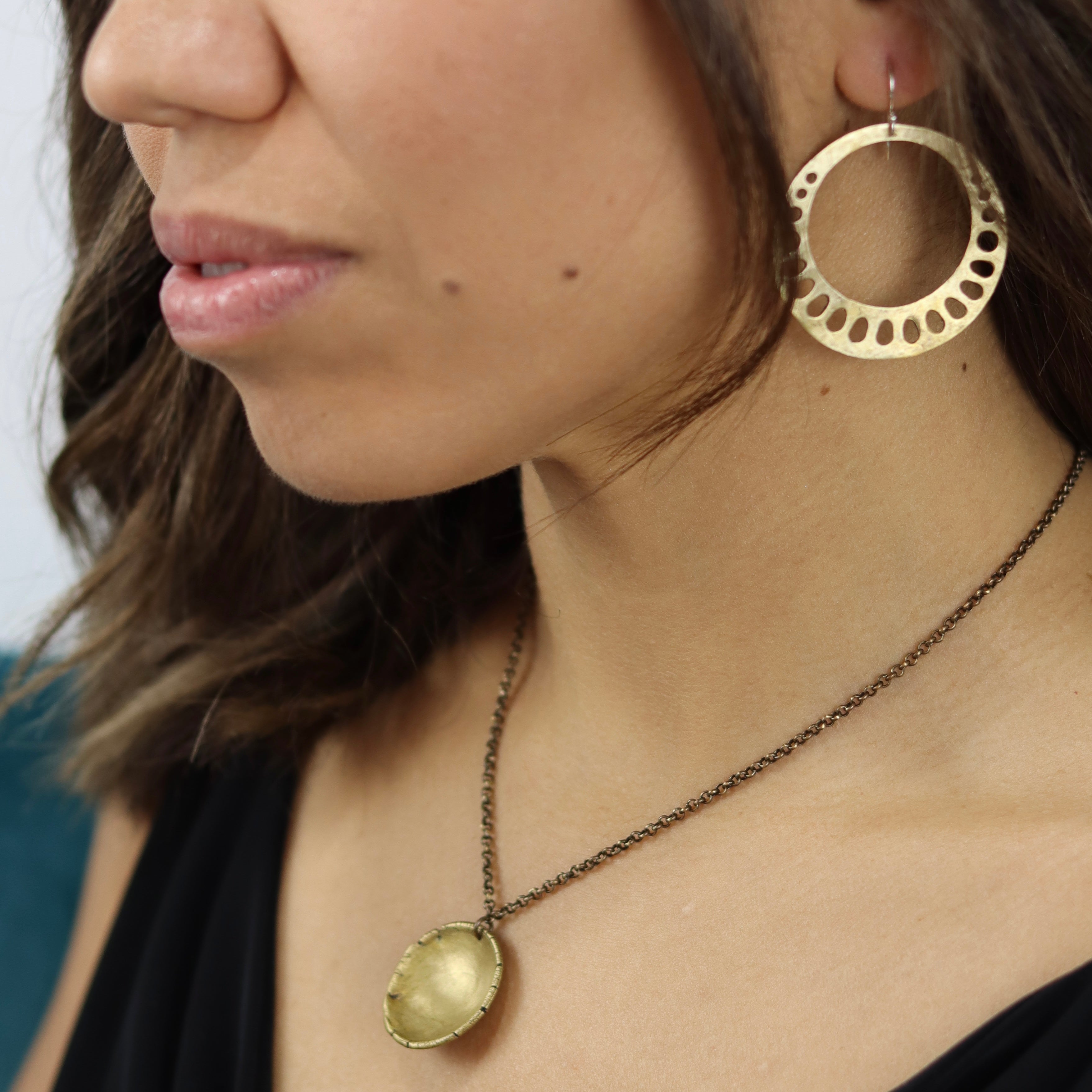 Brass Lotus Root Earrings