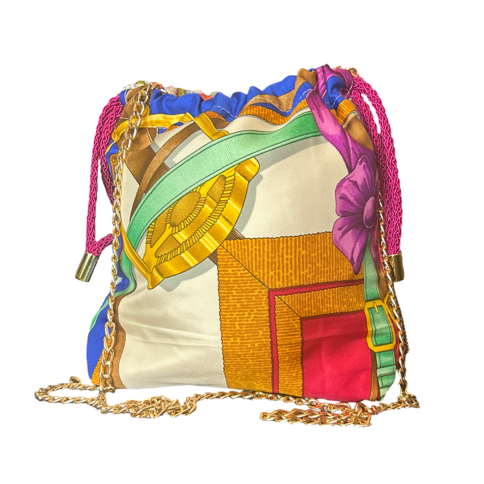 Grand Manege Vintage Scarf Drawstring Crossbody Bag