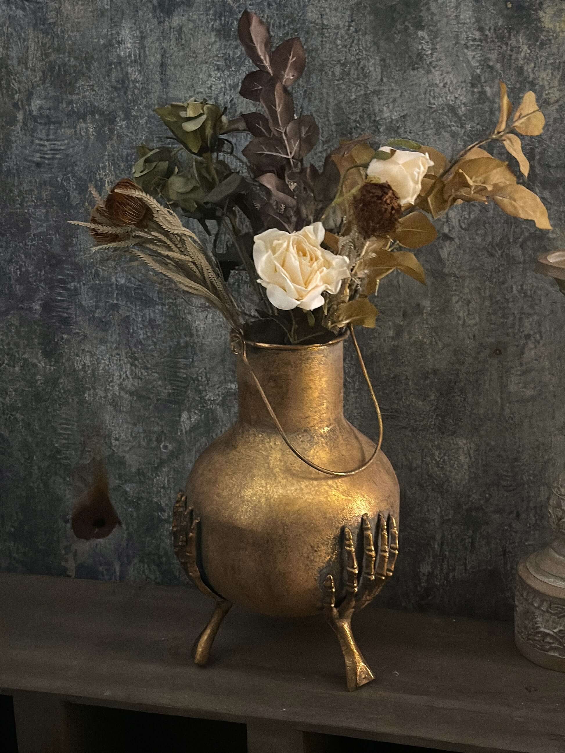 Gothic Skeleton Hands Iron Vase