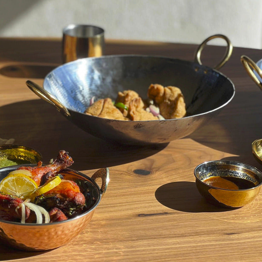 Dal Serving Bowl - Hammered Stainless Steel - Set of 4 by Verve Culture