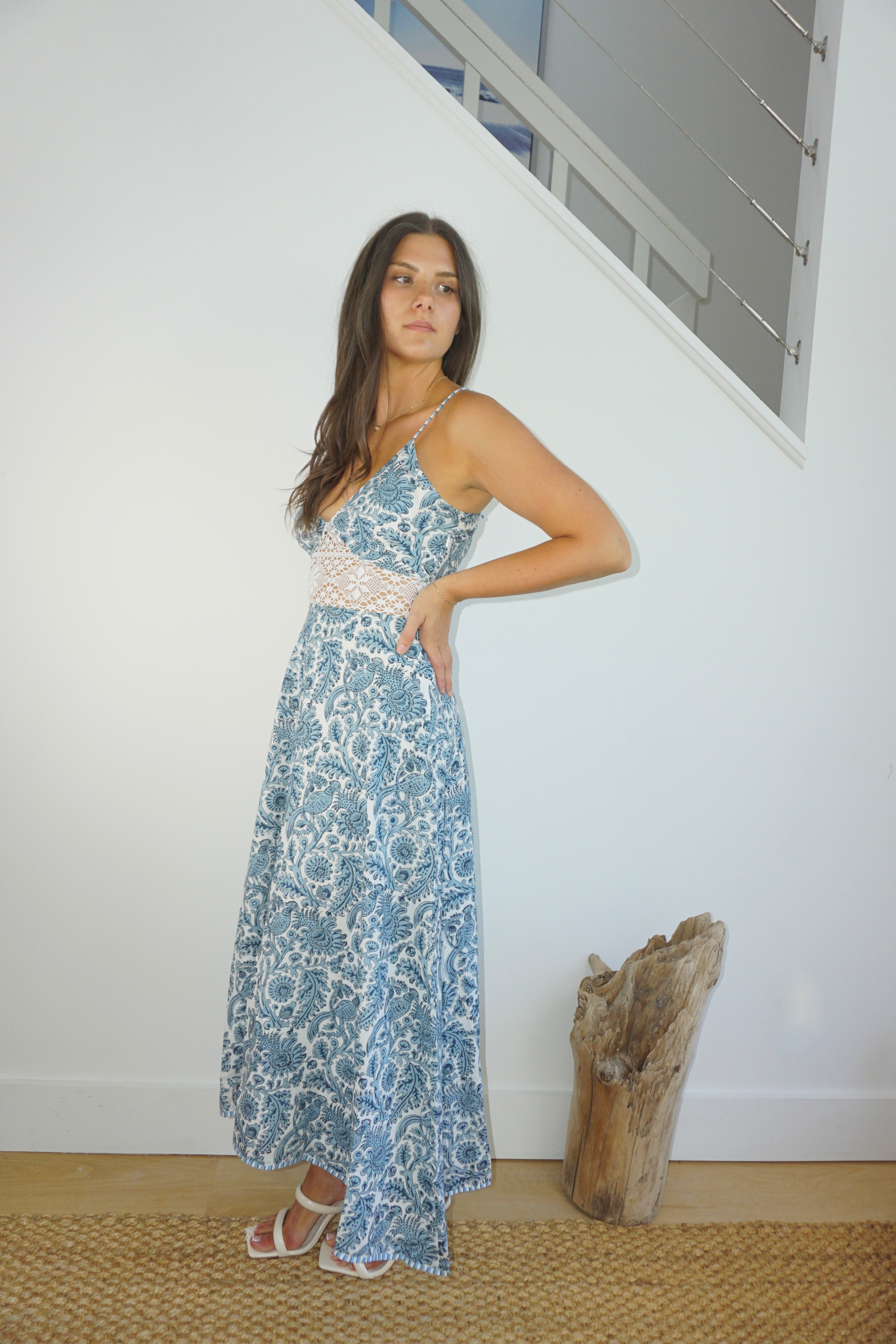 Isabella Dress in Teal Bird