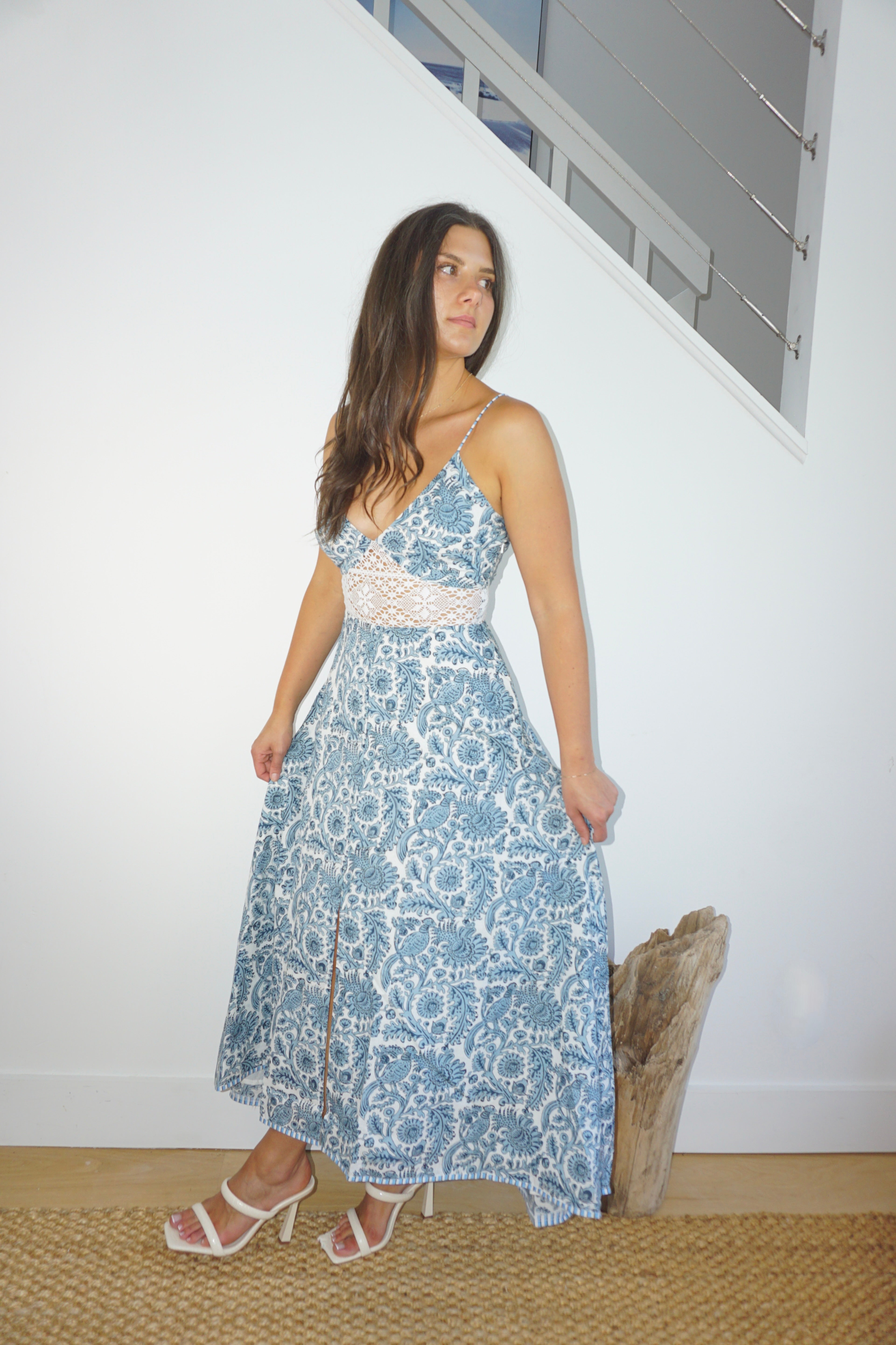 Isabella Dress in Teal Bird
