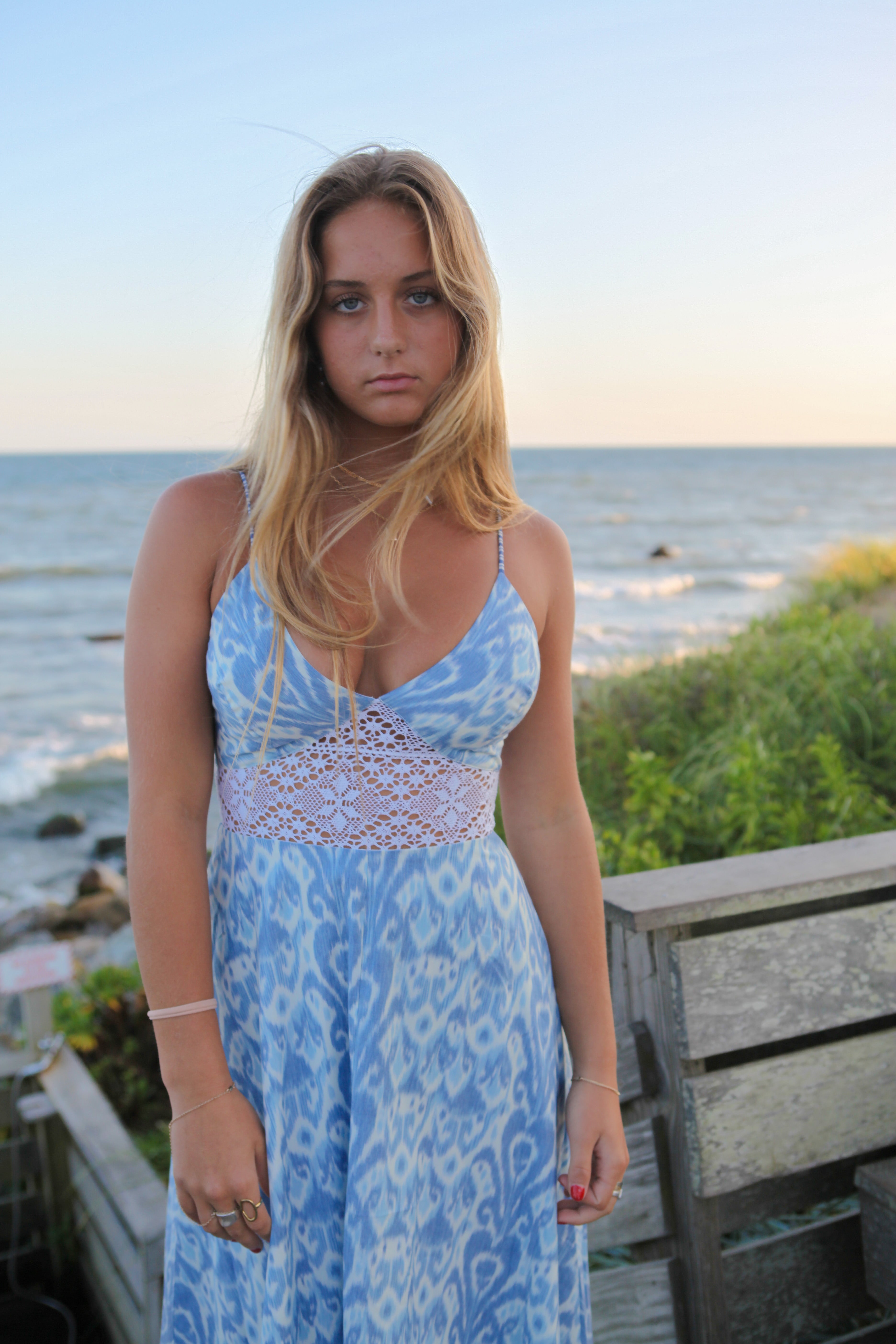 Isabella Dress in Faded Blue Ikat