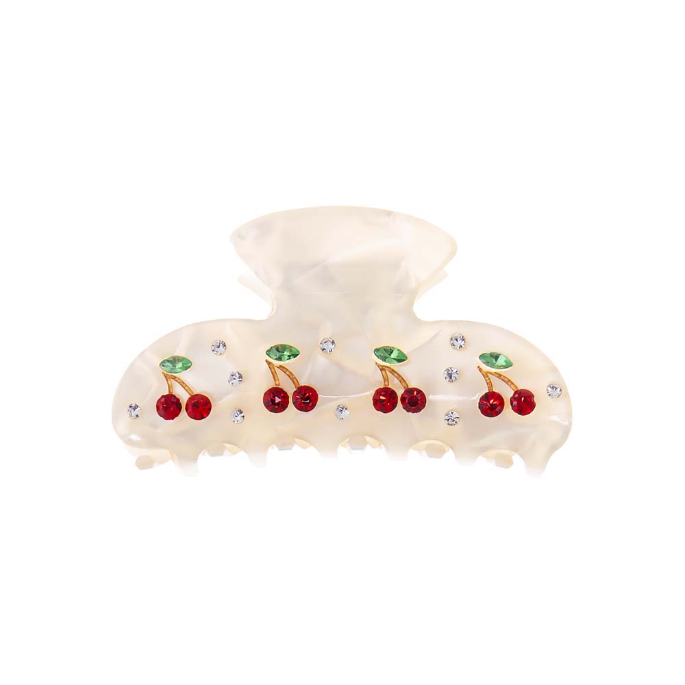 Pearl White Four Cherry Besties Hair Claw Clip - Adina's Jewels