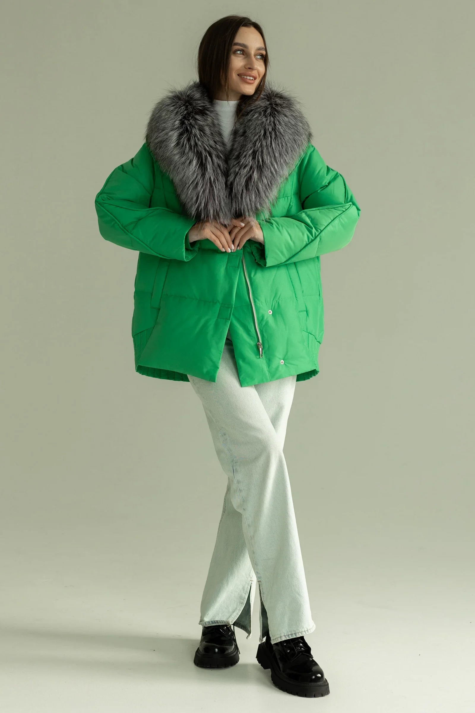 Genuine Silver Fox Down Fill Jacket