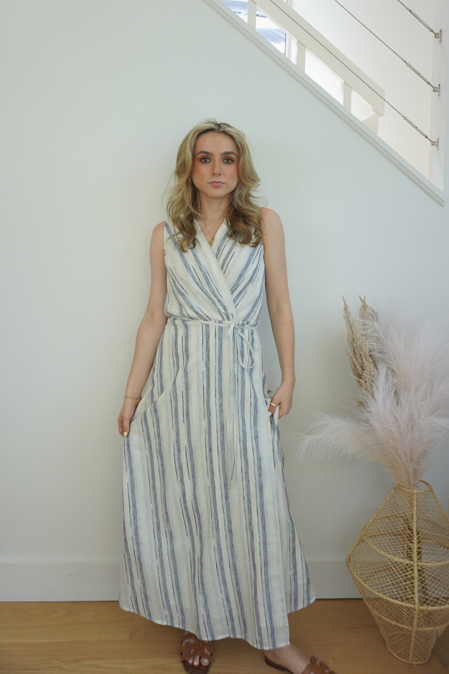 Jane Wrap Dress in BLU WVN STR