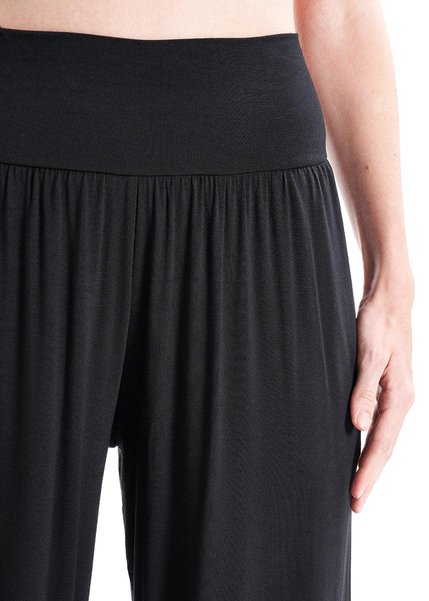 LavaNera Palazzo Black Jersey Viscose Pants