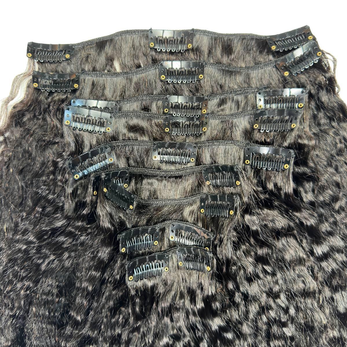 Kinky Straight Clip-In 100% Human Hair Extensions