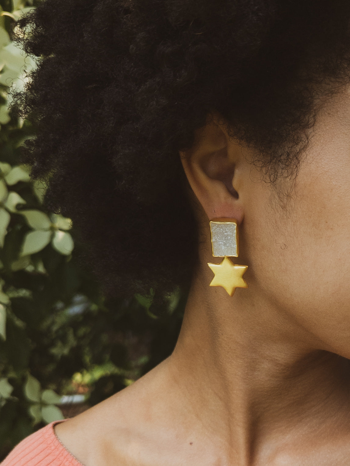 Druzy Star Statement Earrings