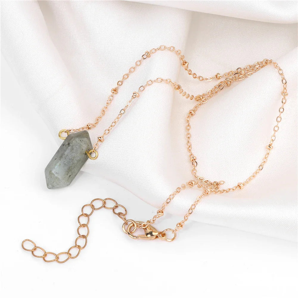 Crystal Hexagon Gold Necklaces