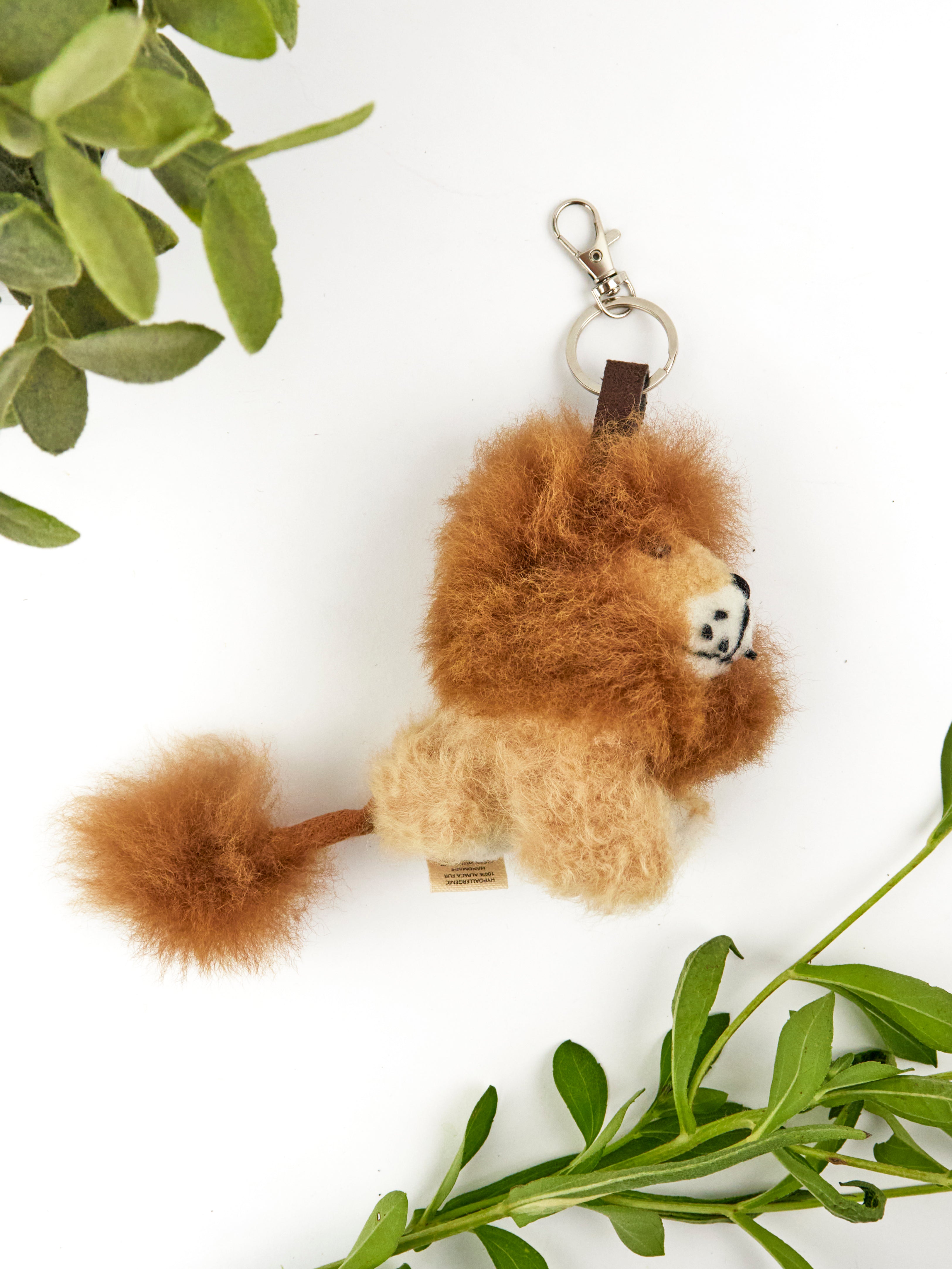 Lion Alpaca Fur Keychain