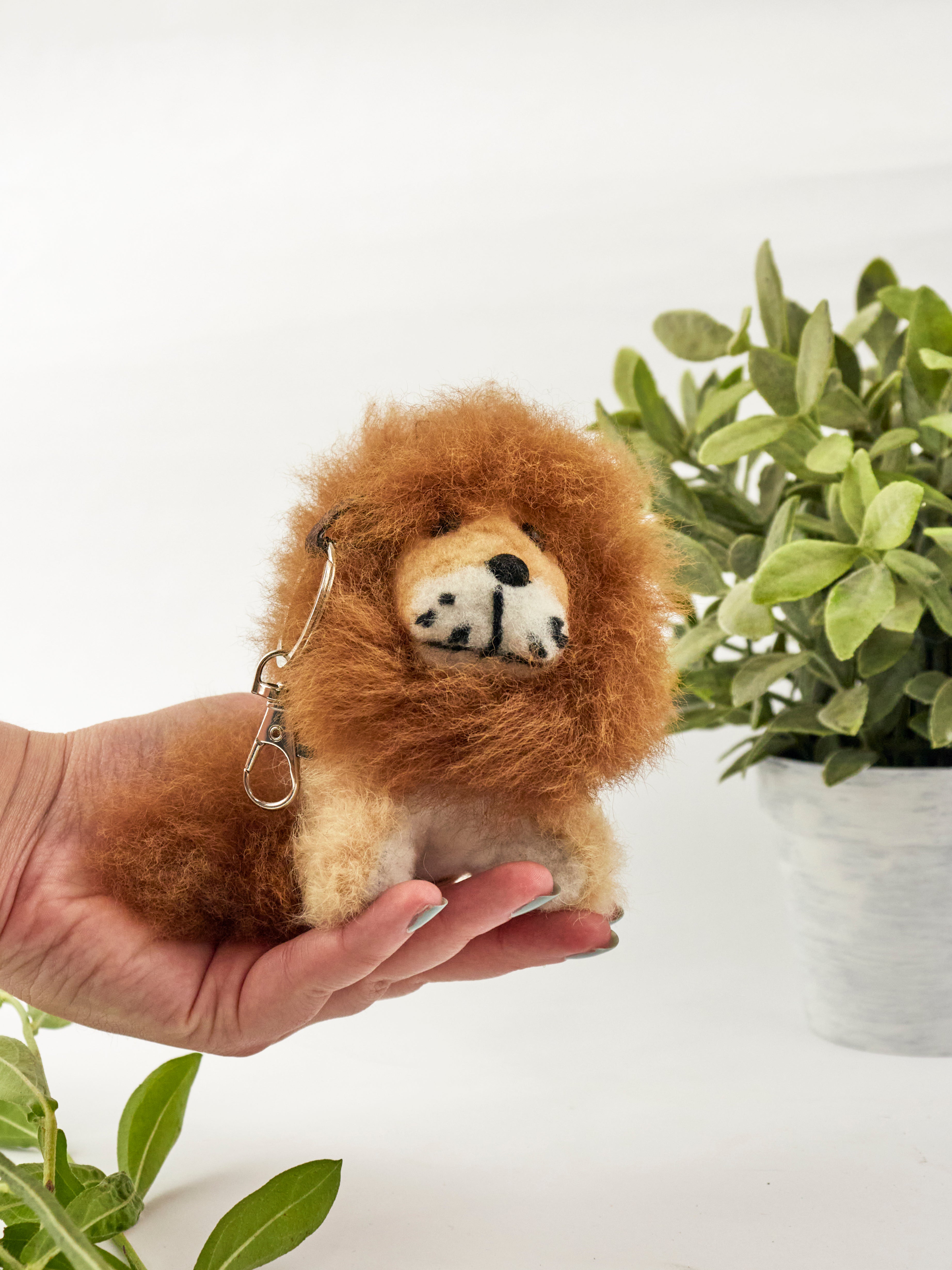 Lion Alpaca Fur Keychain