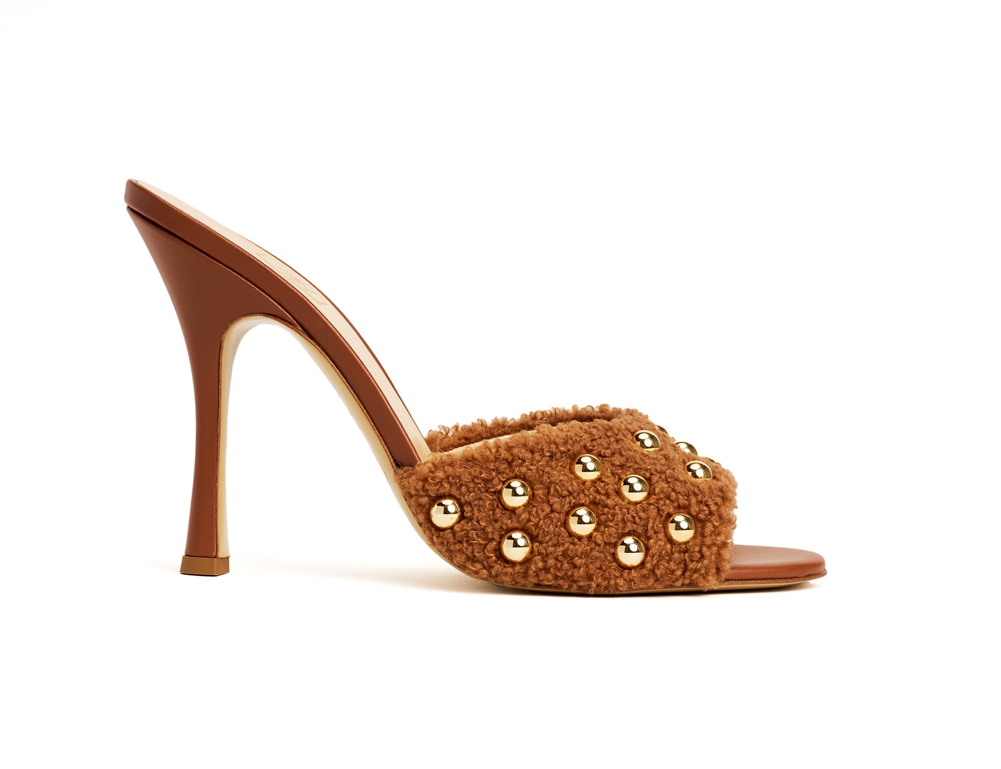 Chestnut Shearling Mule – Handmade Italian Sandal