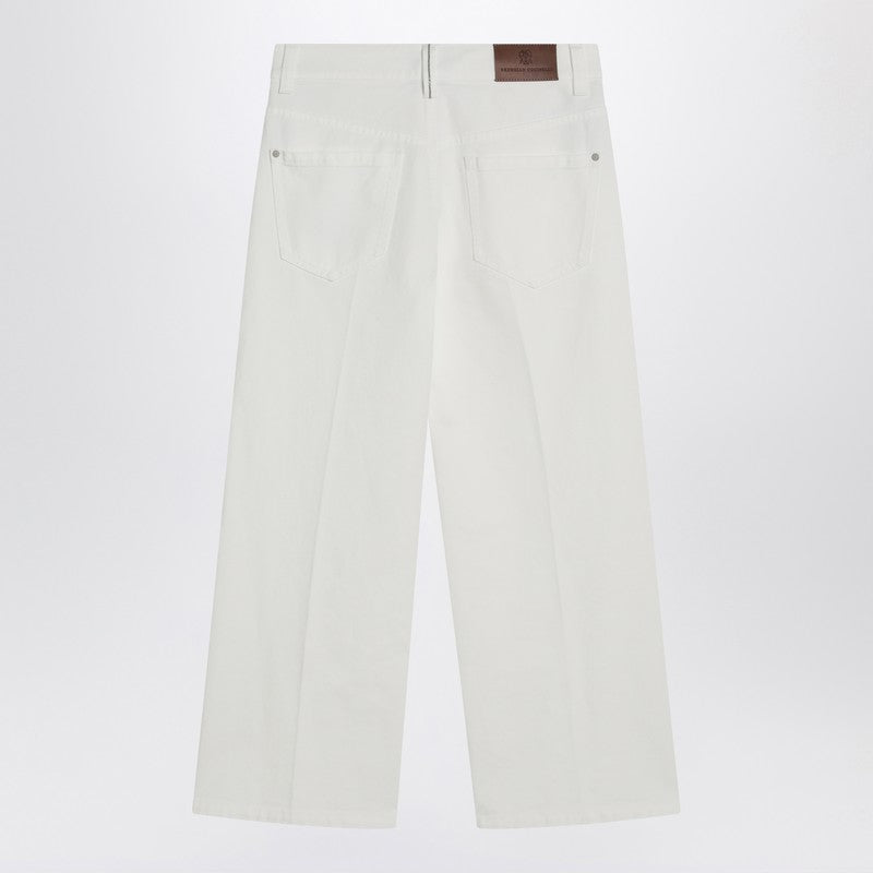 Brunello Cucinelli White Cotton Trousers Women