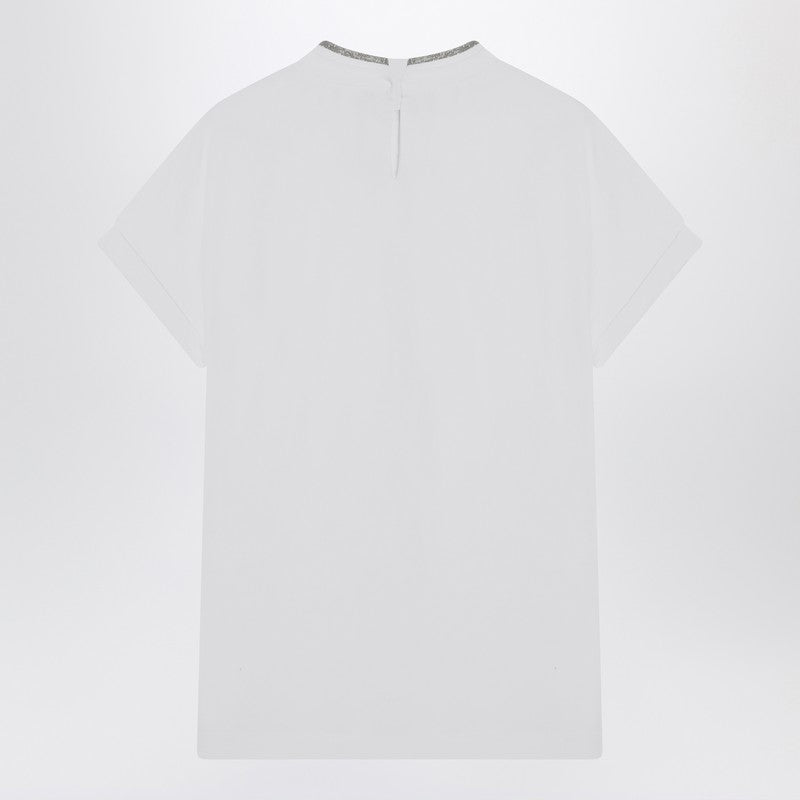 Brunello Cucinelli White Crew-Neck T-Shirt With Pendant Women