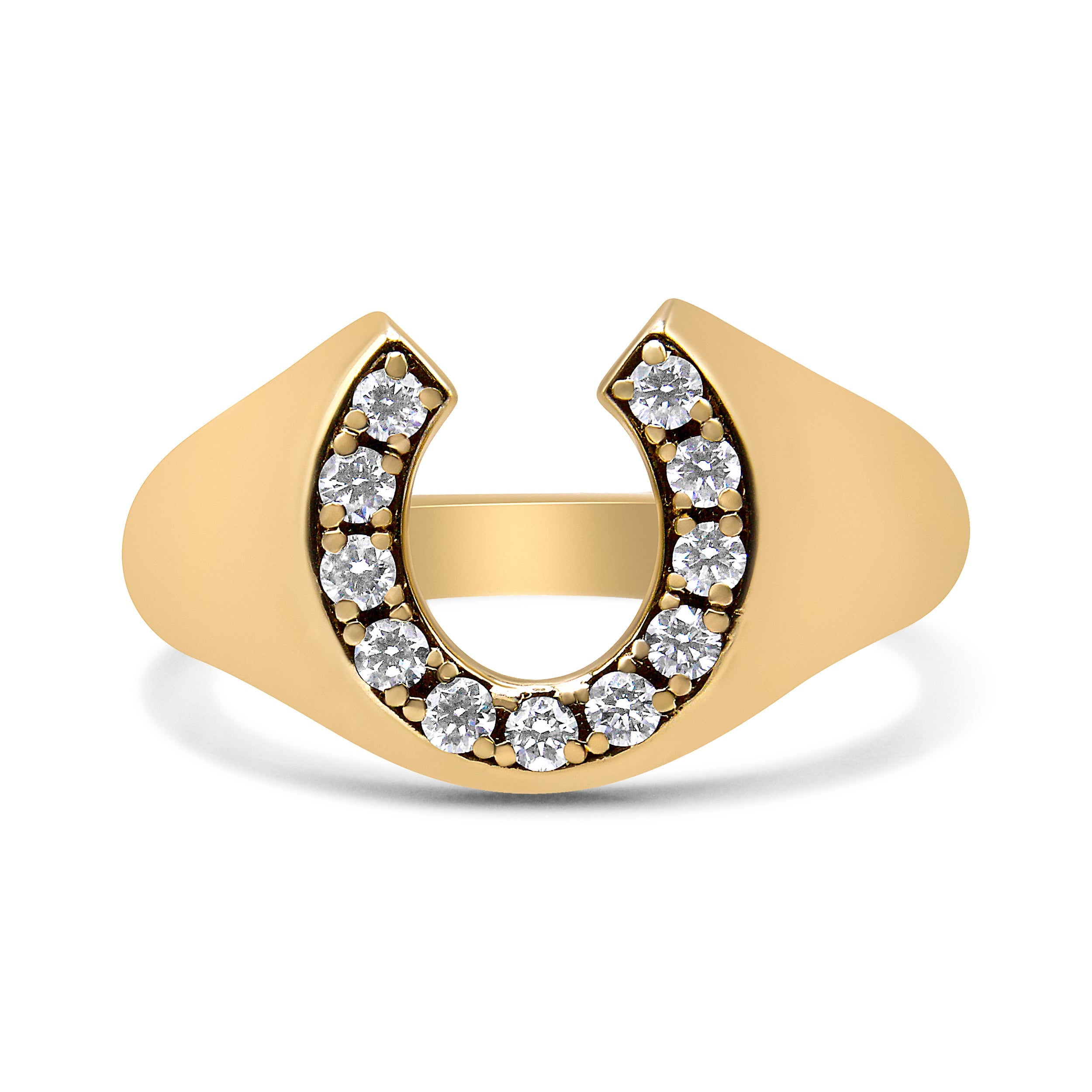 10K Yellow Gold 1/3 Cttw Round-Cut Diamond Men's Horseshoe Ring (H-I Color, Vs1-Vs2 Clarity) - Size 10