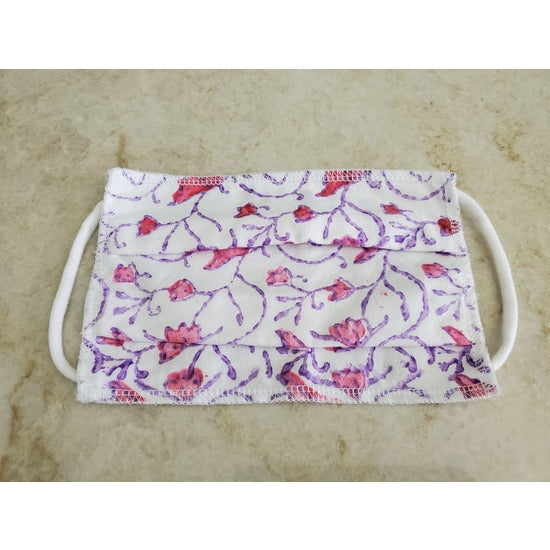 Boho hand block printed Face Masks - Pink and Purple by OMSutra