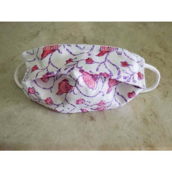 Boho hand block printed Face Masks - Pink and Purple by OMSutra