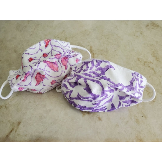 Boho hand block printed Face Masks - Pink and Purple by OMSutra