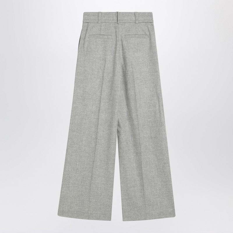 Brunello Cucinelli Wide Grey Trousers In Wool And Cashmere Women