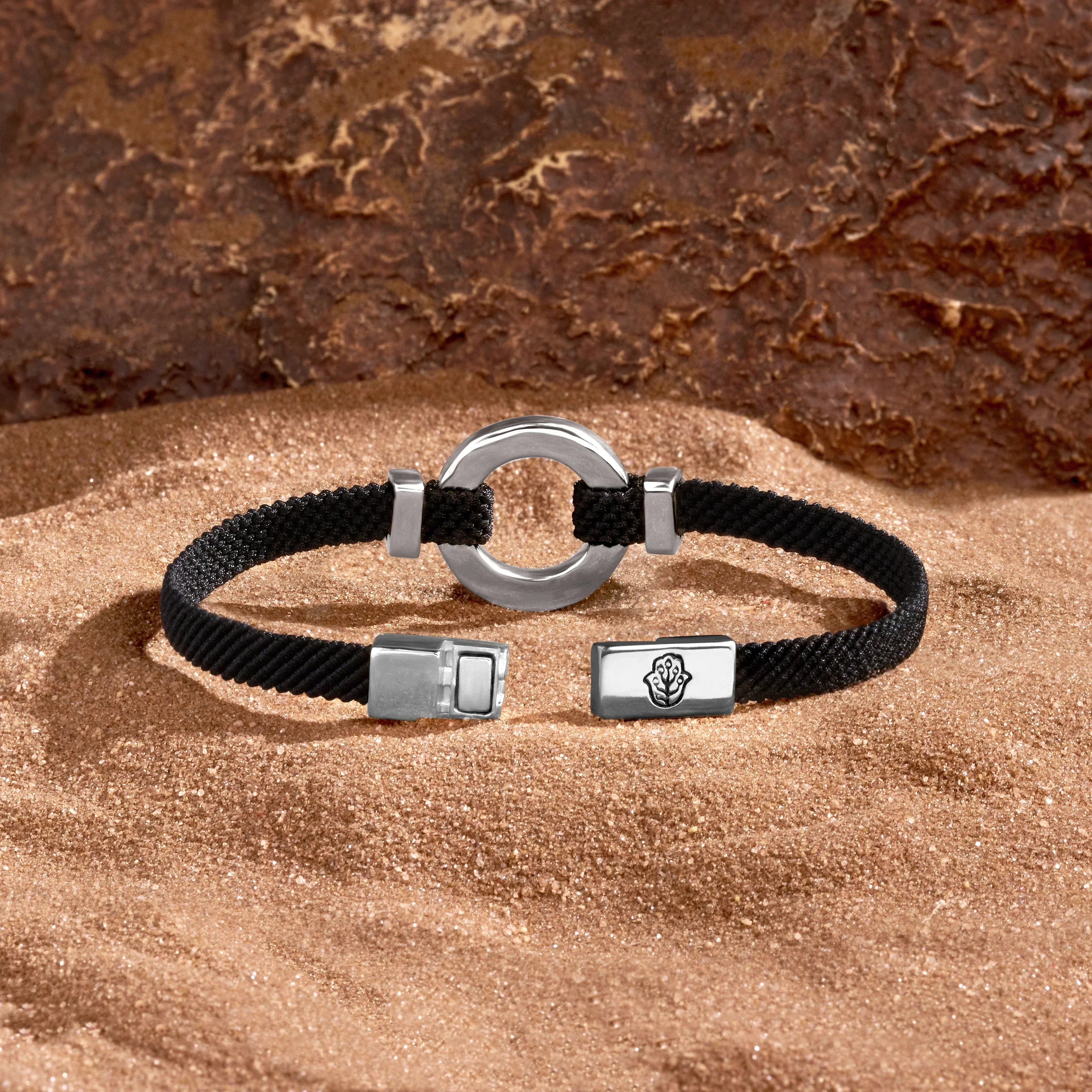 Positive Vibrations Malachite Karma Circle Men’s Black String Bracelet