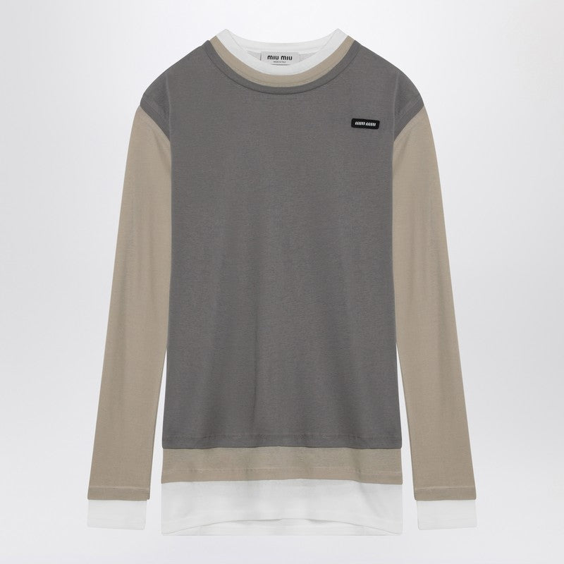 Miu Miu Set Of Three T-Shirts White/Pumice/Lead Women