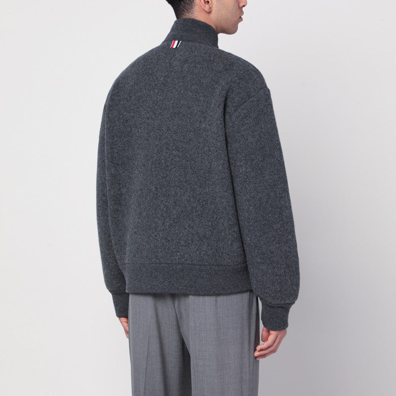 Thom Browne Grey Wool Zip-Up Cardigan Men