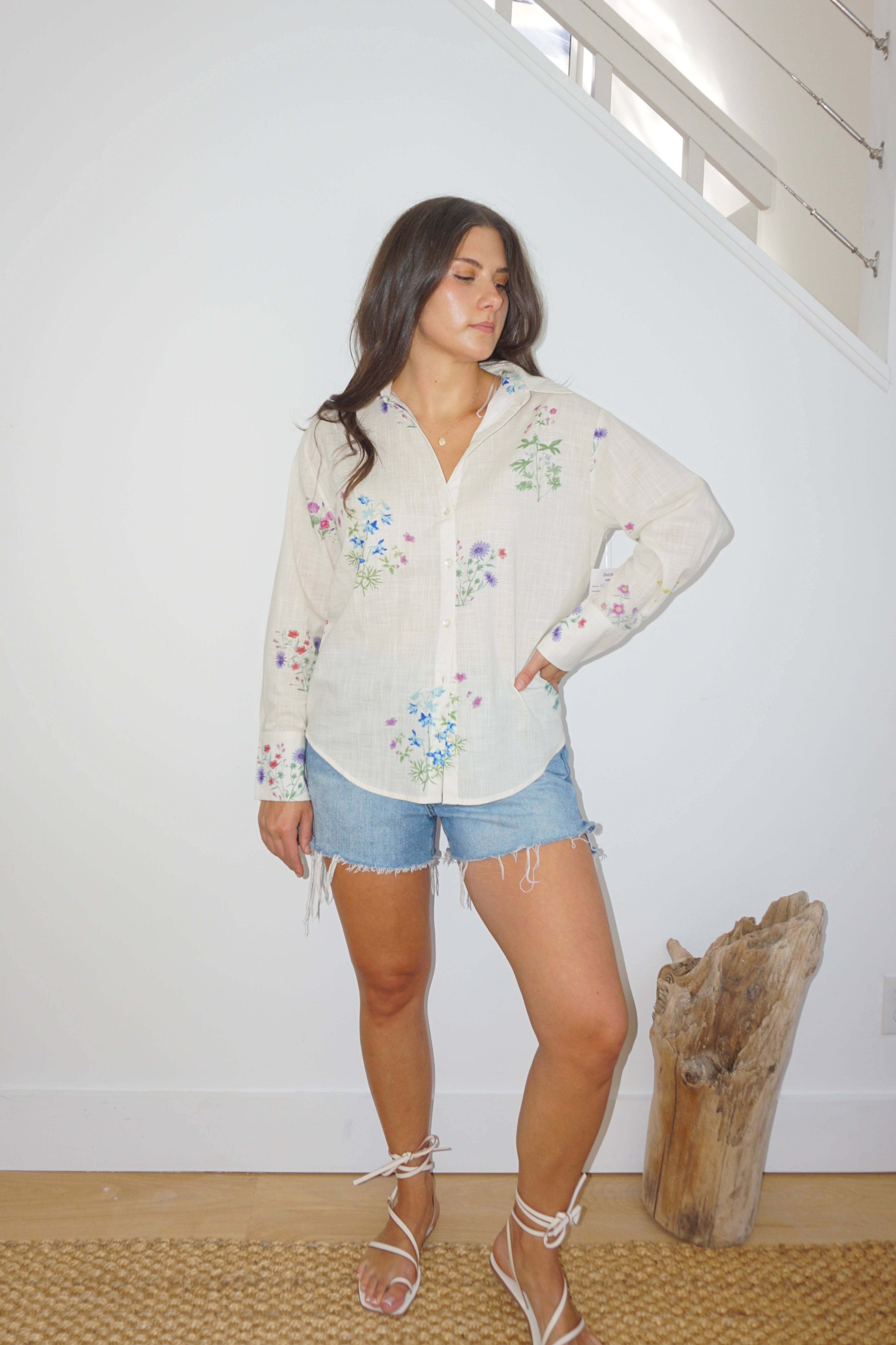 Mable Shirt in Cream Botanical