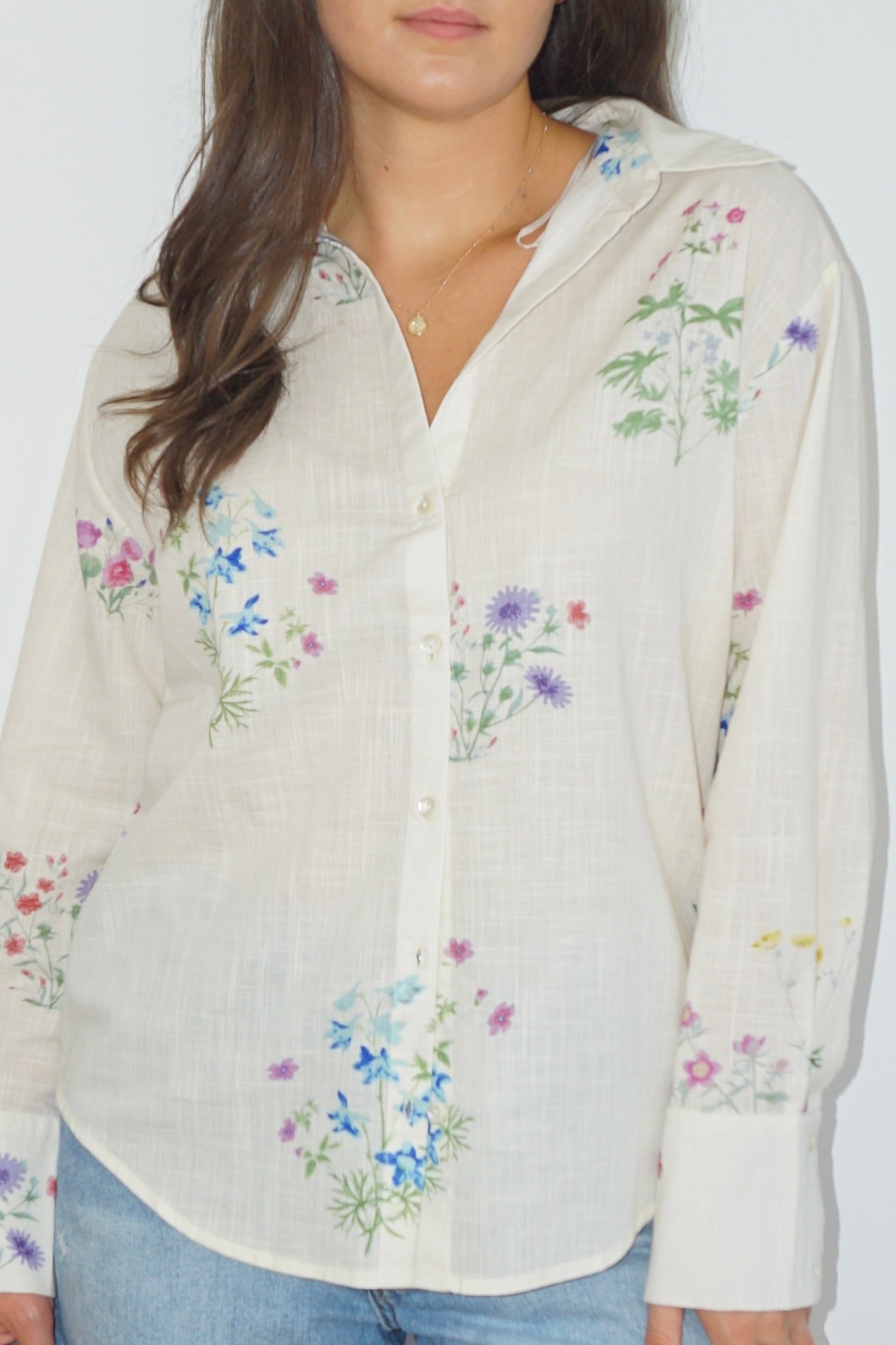 Mable Shirt in Cream Botanical