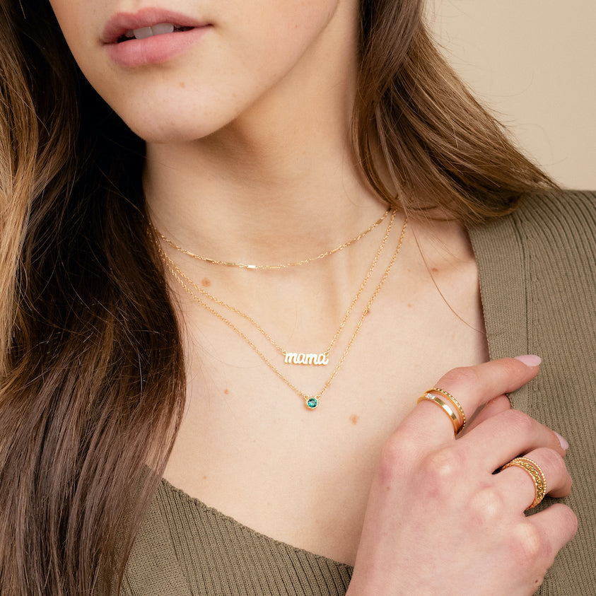 Solid Gold Mama Necklace