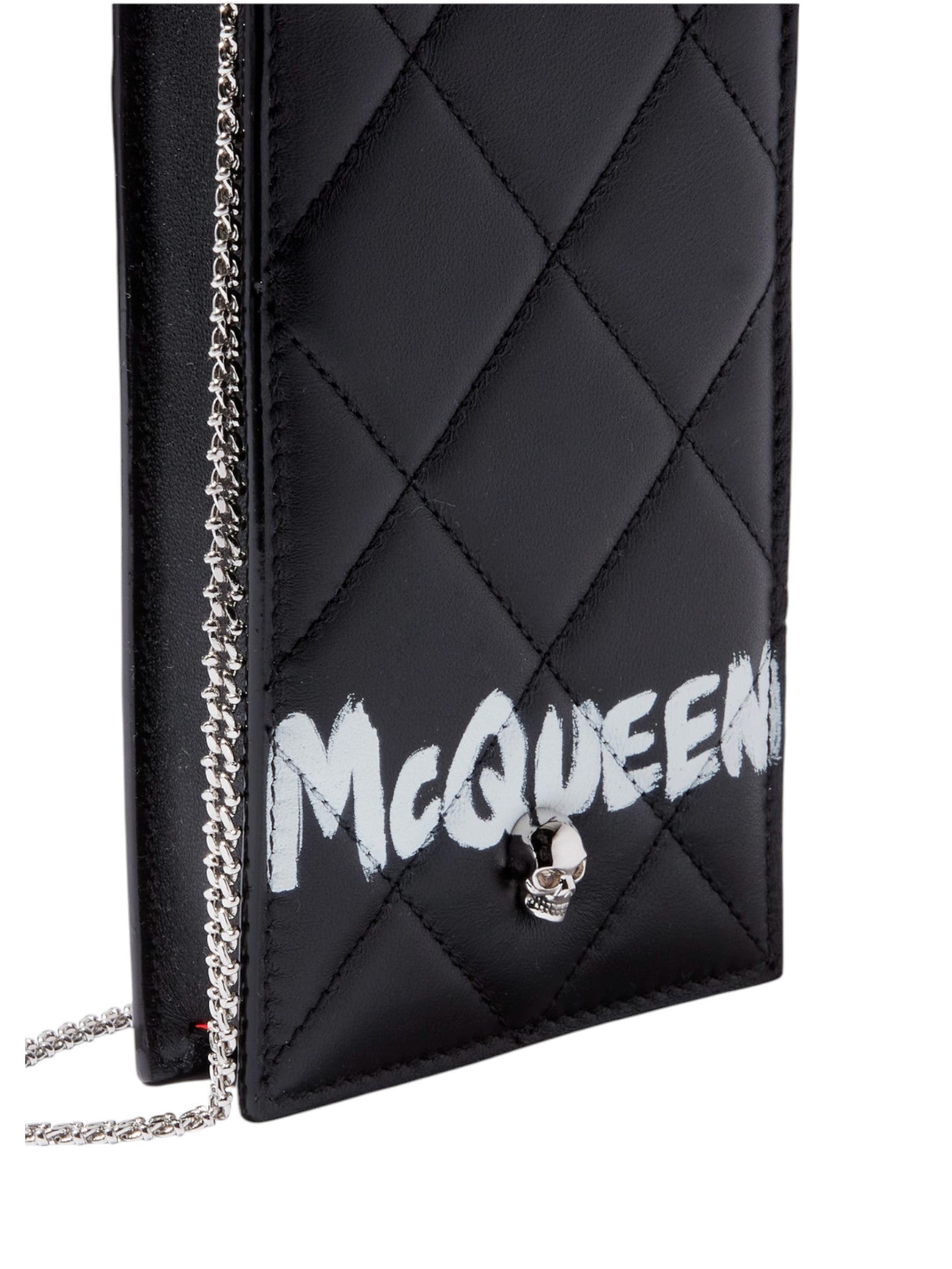 Alexander McQueen Skull Phone Case on Chain in Quilted Nappa