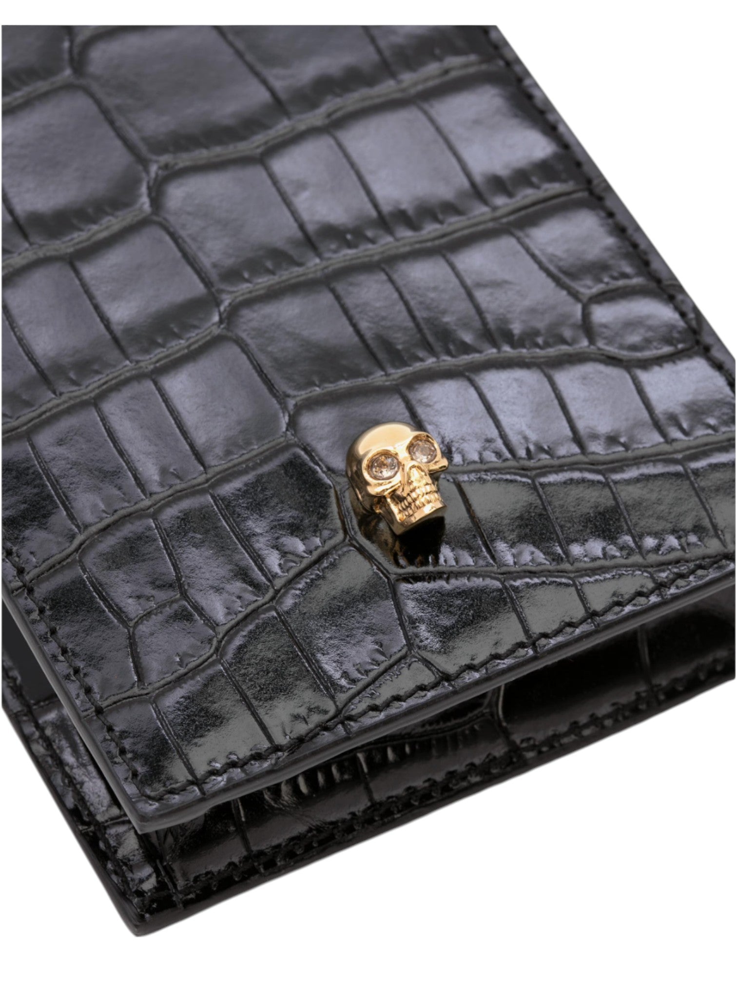 Alexander McQueen Women's Skull Phone Case with Chain in Black