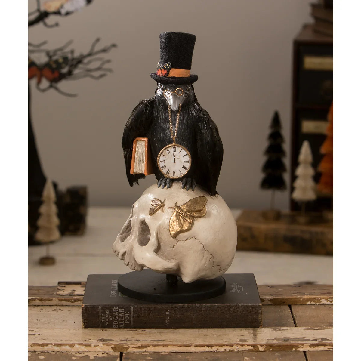 Midnight Crow On Skull by Bethany Lowe Designs