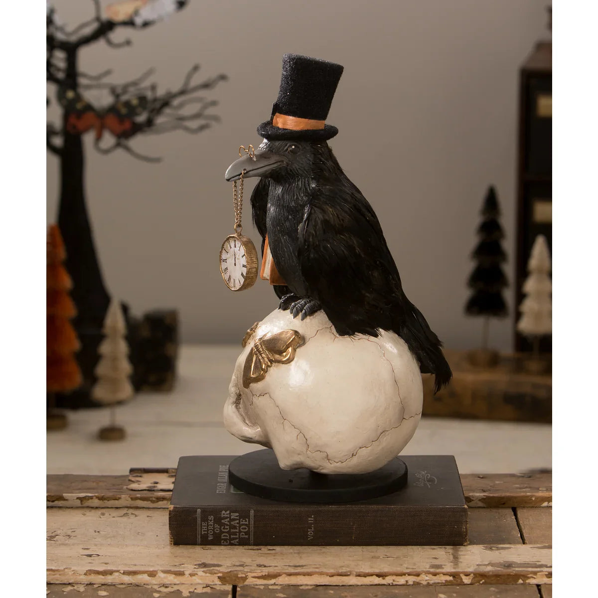 Midnight Crow On Skull by Bethany Lowe Designs