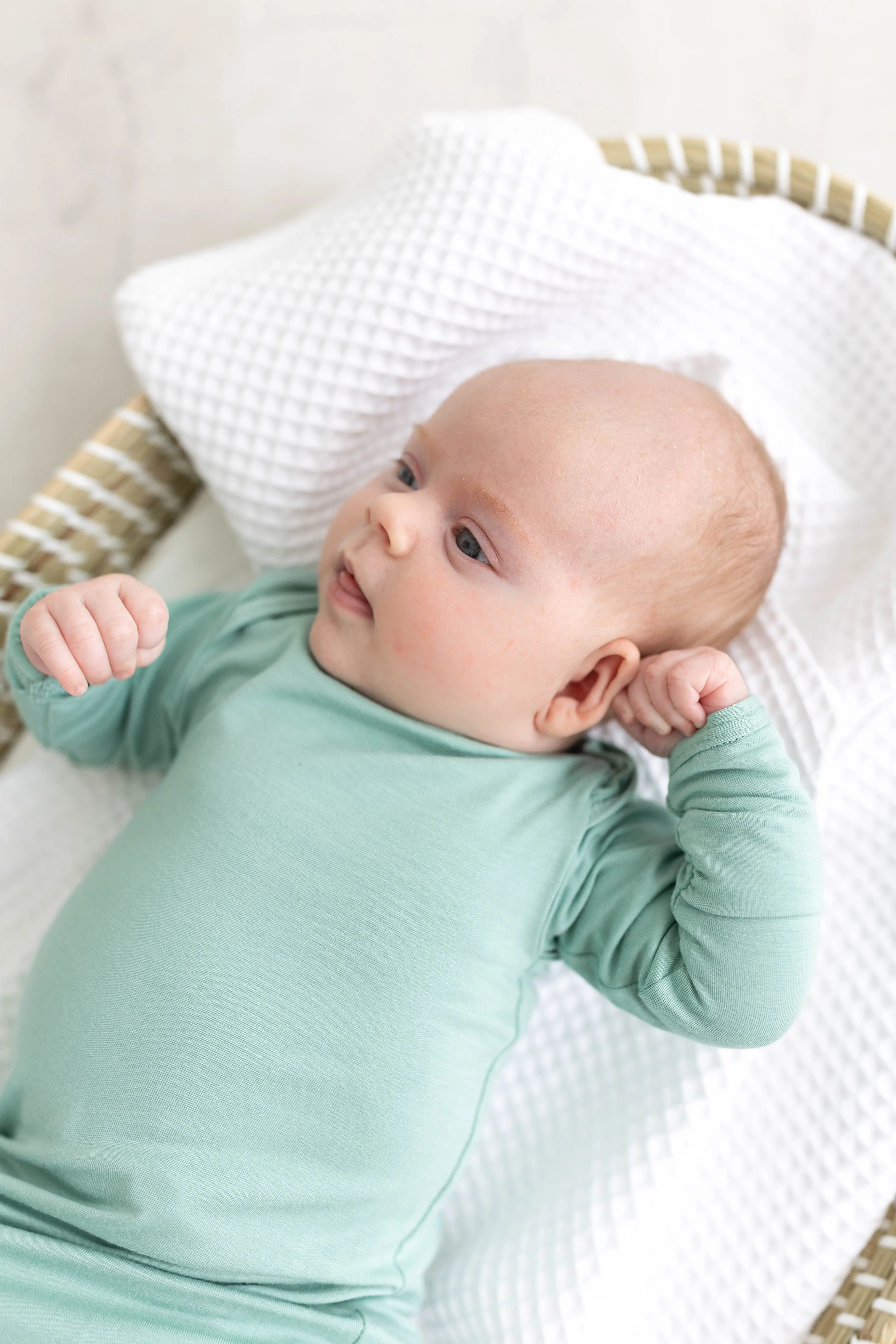 Newborn Knotted Baby Gown and Hat Set - Crew - (Newborn-3 months) Mint, Navy Blue, Pink, Camel Brown
