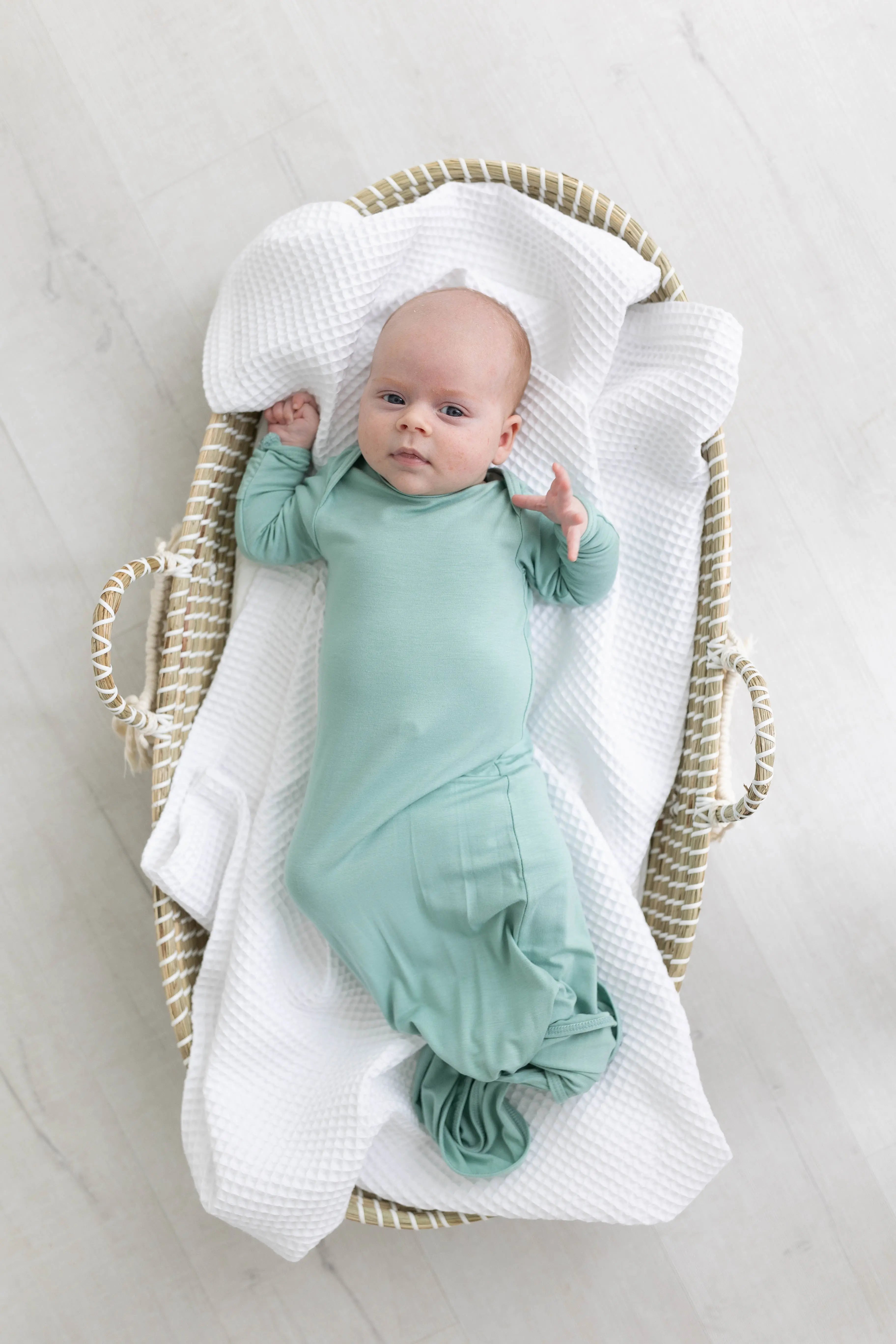 Newborn Knotted Baby Gown and Hat Set - Crew - (Newborn-3 months) Mint, Navy Blue, Pink, Camel Brown