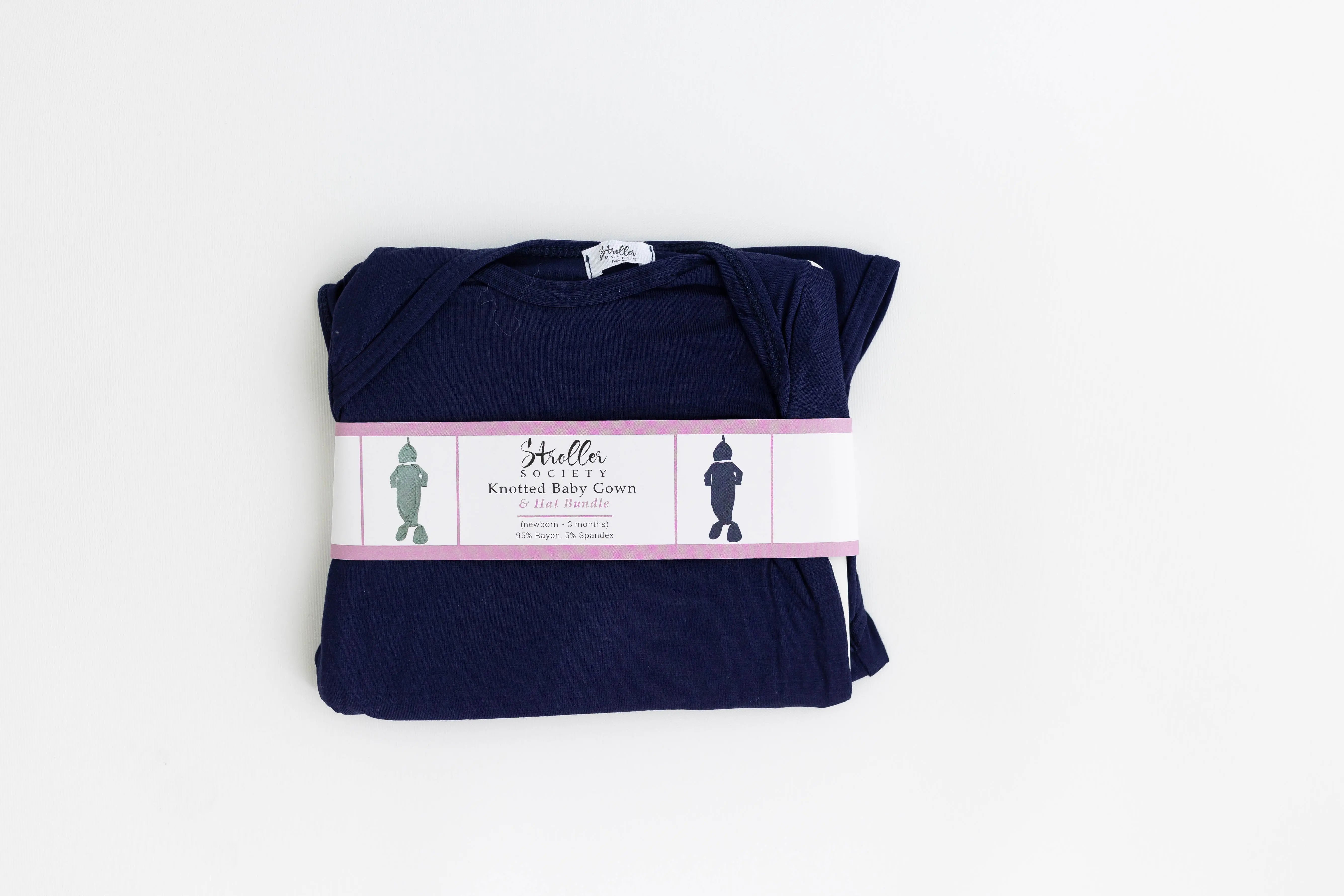 Newborn Knotted Baby Gown and Hat Set - Crew - (Newborn-3 months) Mint, Navy Blue, Pink, Camel Brown