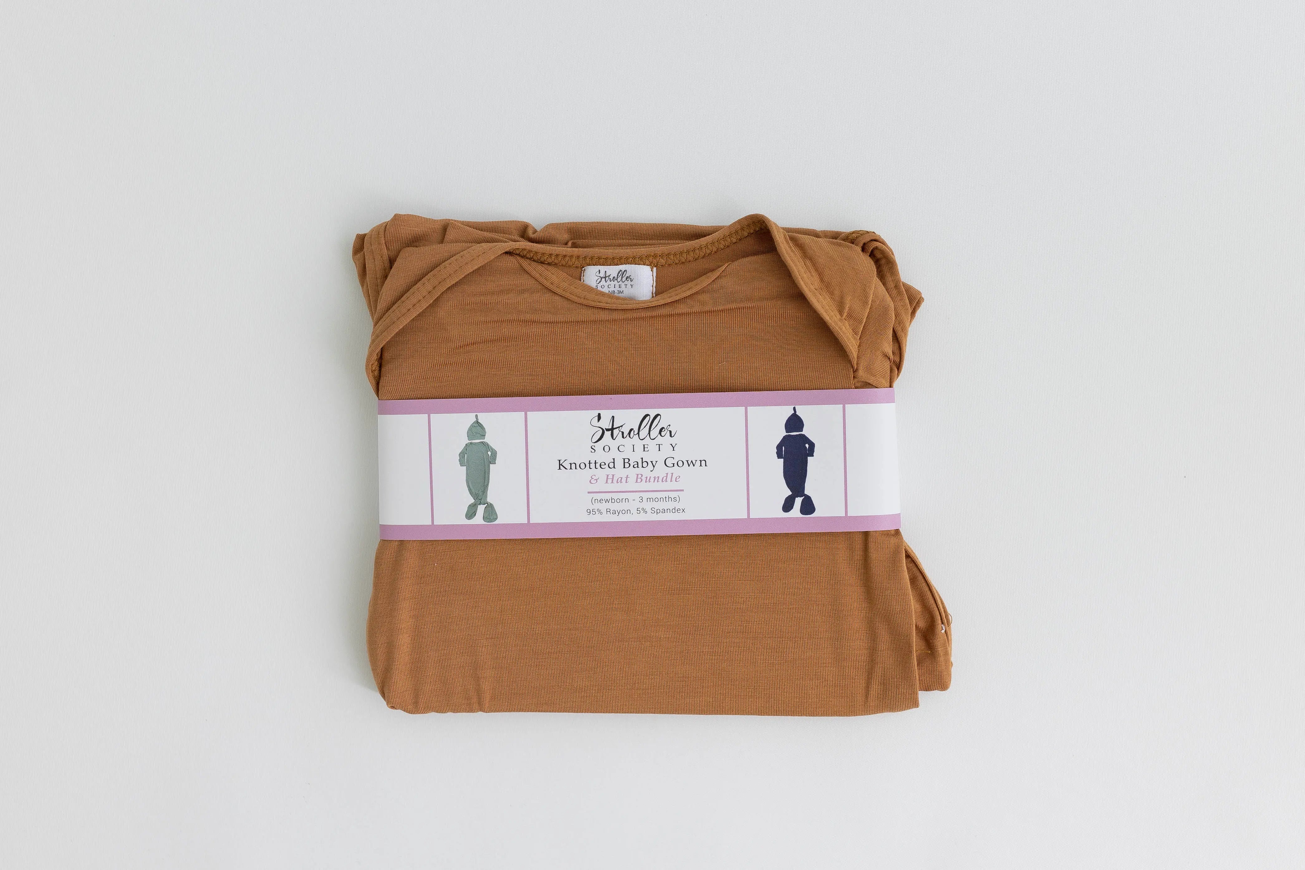 Newborn Knotted Baby Gown and Hat Set - Crew - (Newborn-3 months) Mint, Navy Blue, Pink, Camel Brown