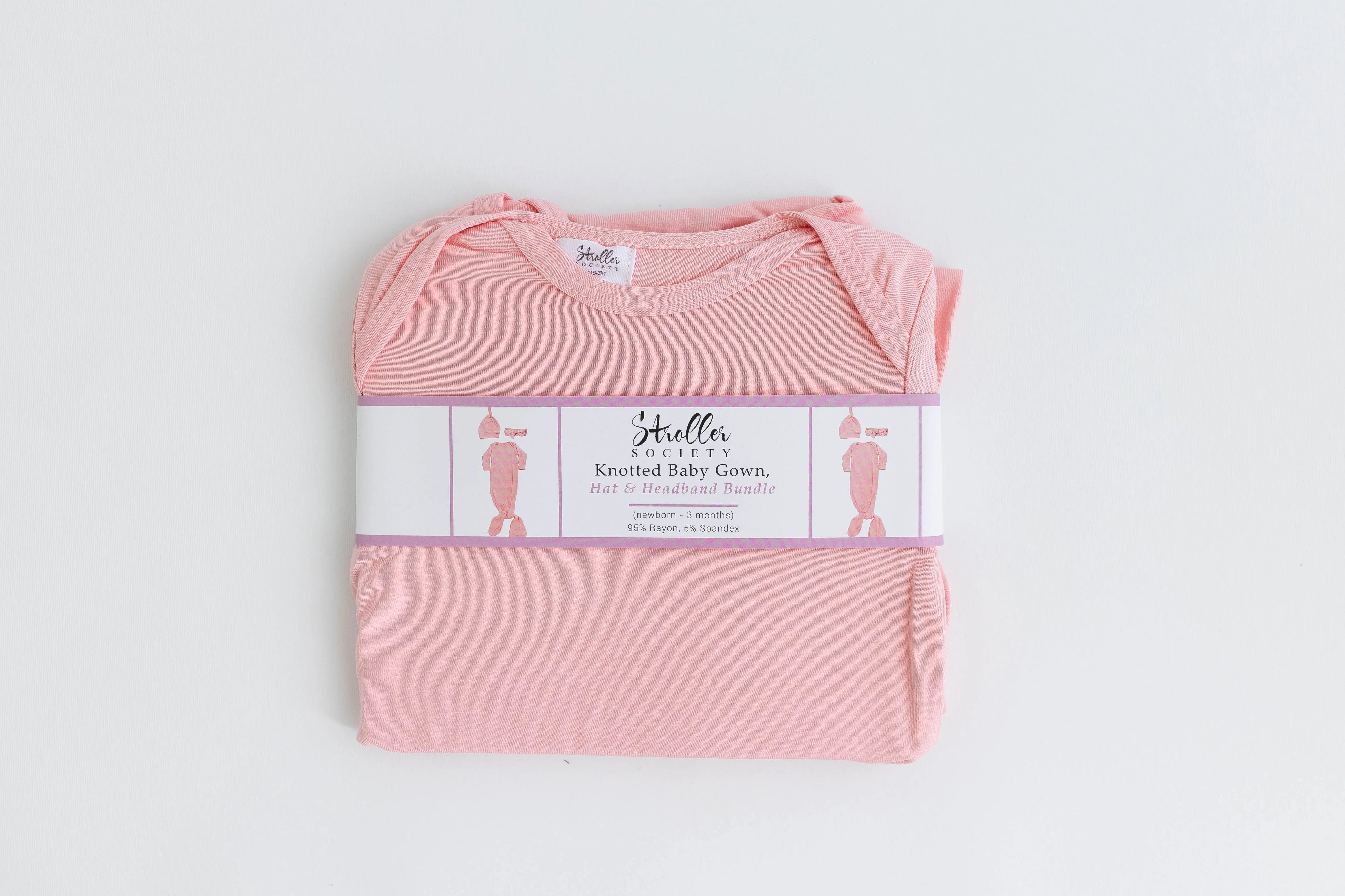 Newborn Knotted Baby Gown and Hat Set - Crew - (Newborn-3 months) Mint, Navy Blue, Pink, Camel Brown