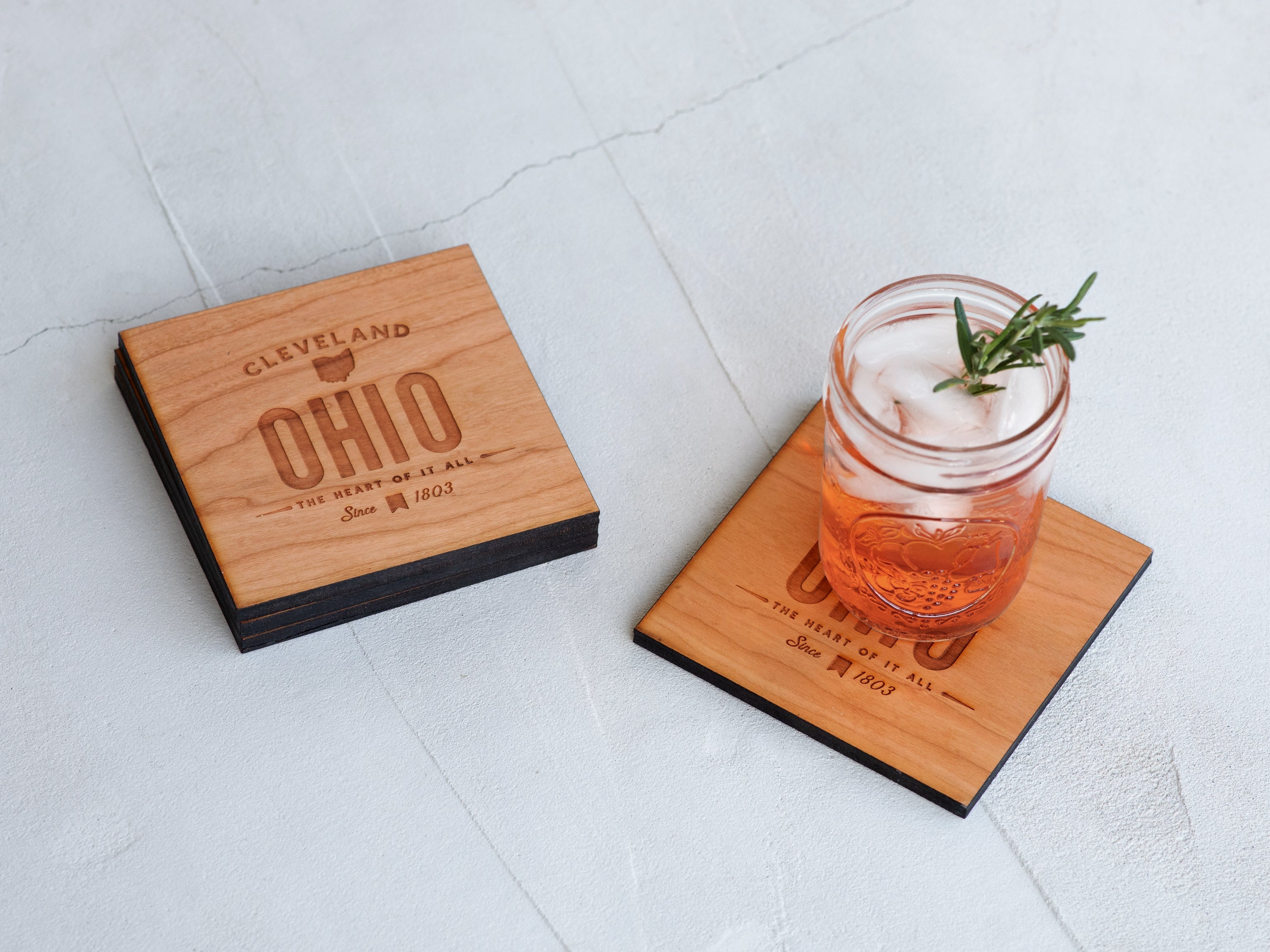 Custom City State Wooden Coasters • Handmade Set of 4