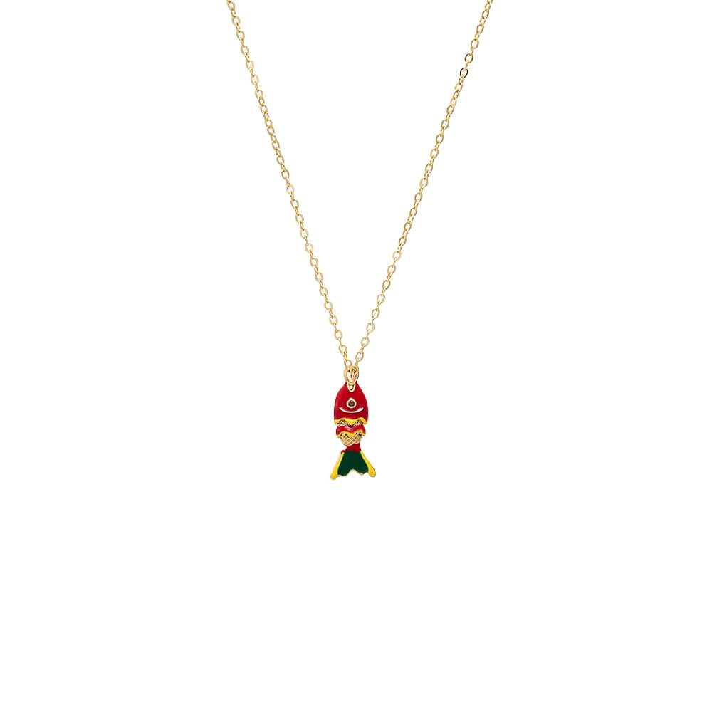 Red Colored Mini Fish Pendant Necklace - Adina's Jewels