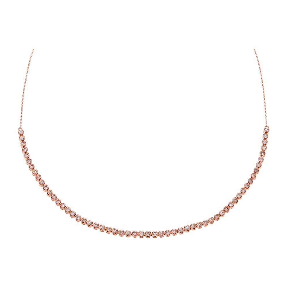 14K Rose Gold / 2 Carats Cupcake Set Diamond Tennis Choker 14K - Adina's Jewels