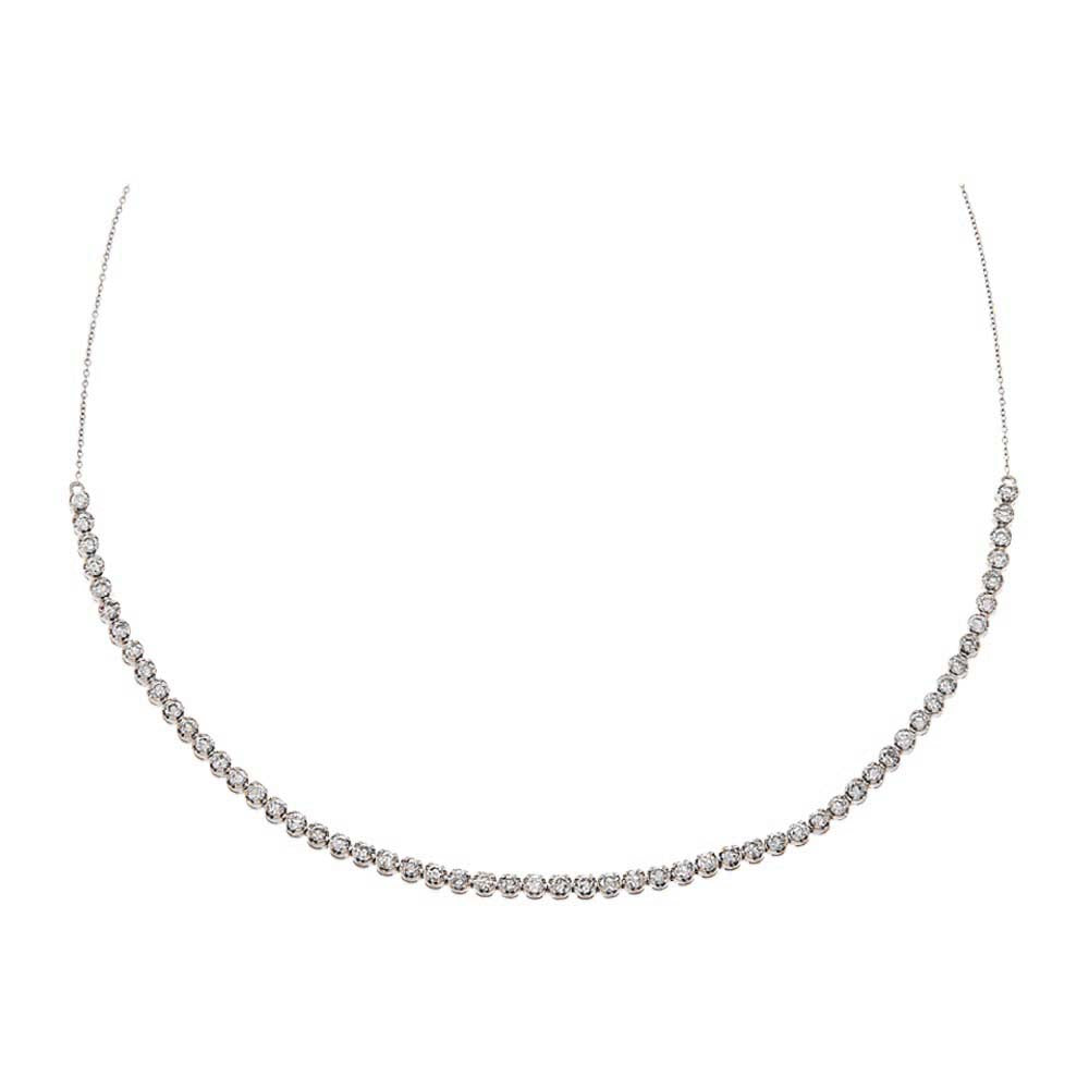 14K White Gold / 2 Carats Cupcake Set Diamond Tennis Choker 14K - Adina's Jewels