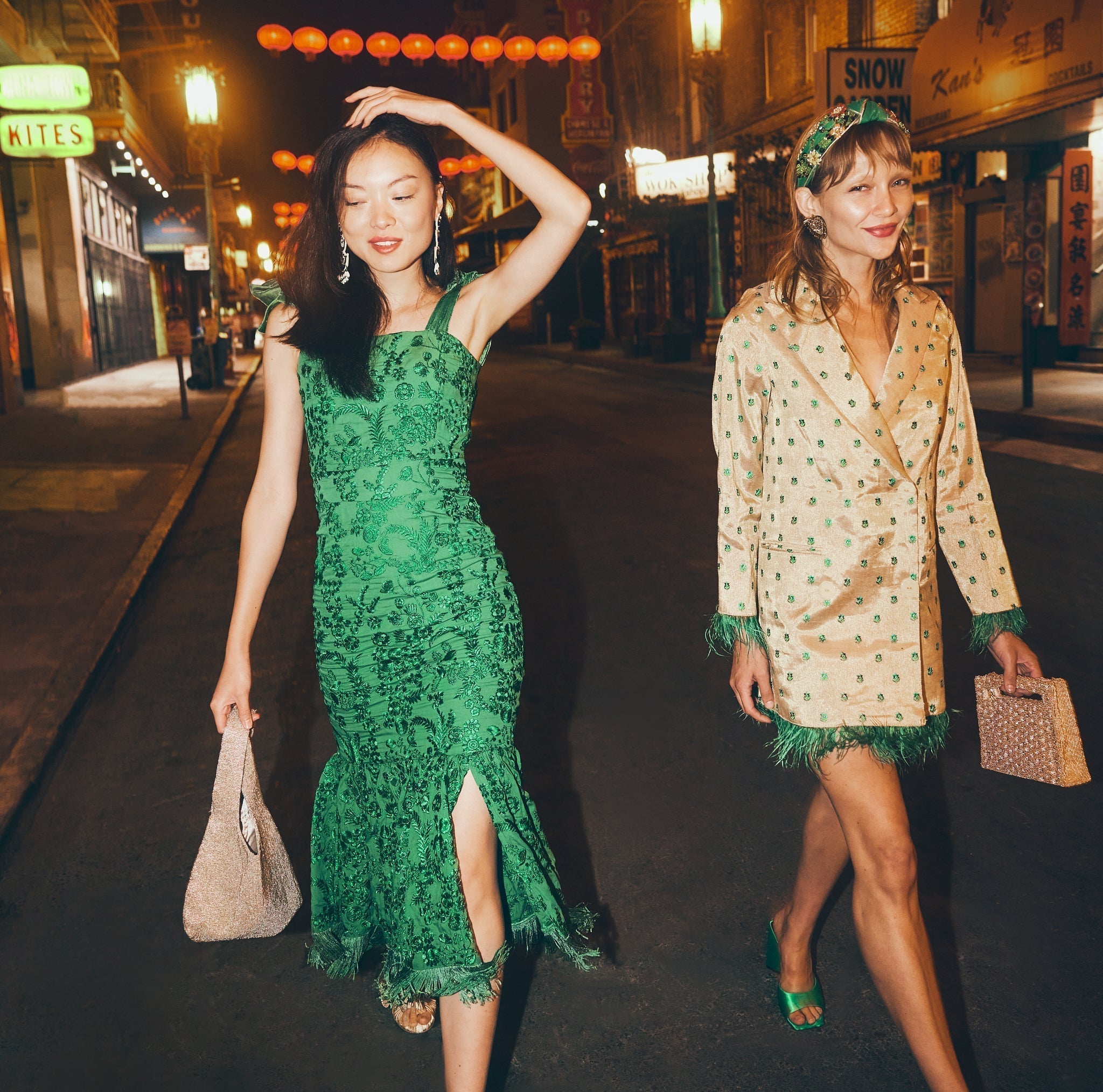 Herta Embroidered Fringe Midi Dress - Emerald Floral Embroidery