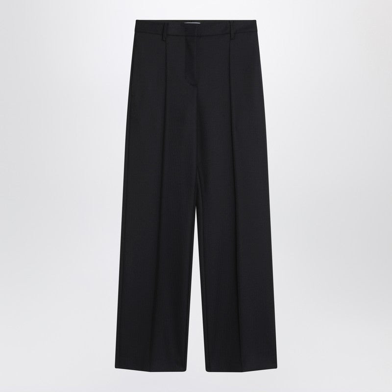 Prada Blue Wool Wide Trousers Women